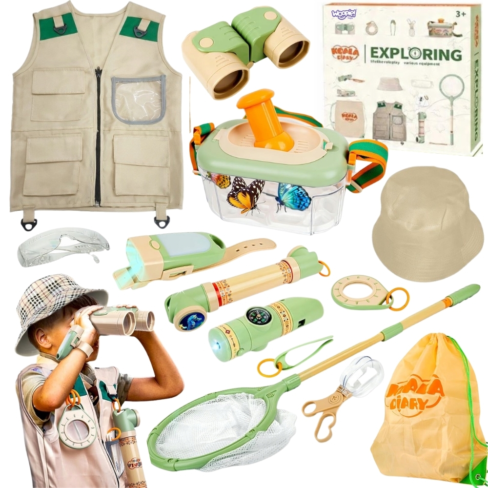 WOOPIE Discovery Zestaw Małego Odkrywcy Lornetka Kompas Siatka na Owady Motyle Latarka