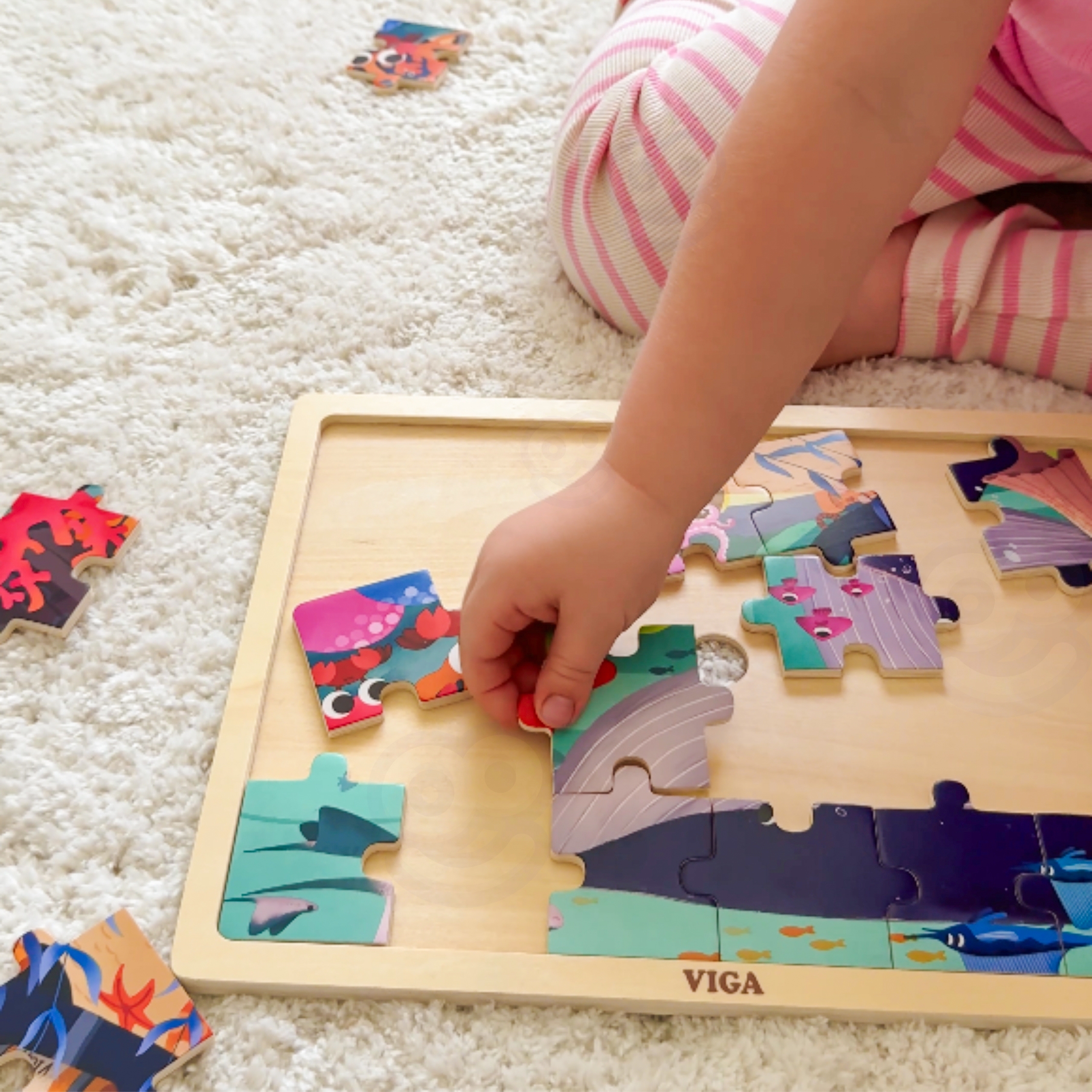 Drewniane puzzle układanka 24 el. sekrety morza
