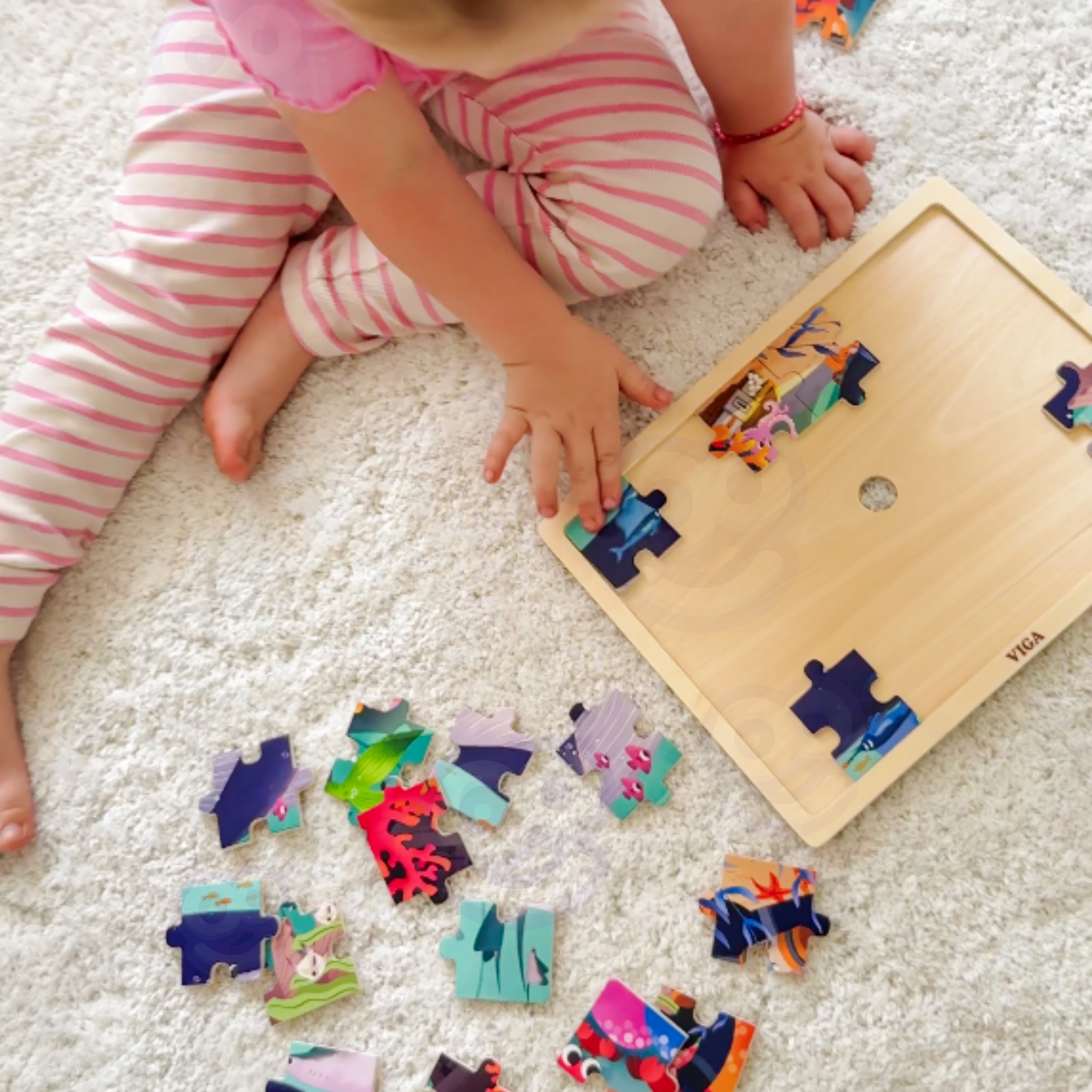 Drewniane puzzle układanka 24 el. sekrety morza