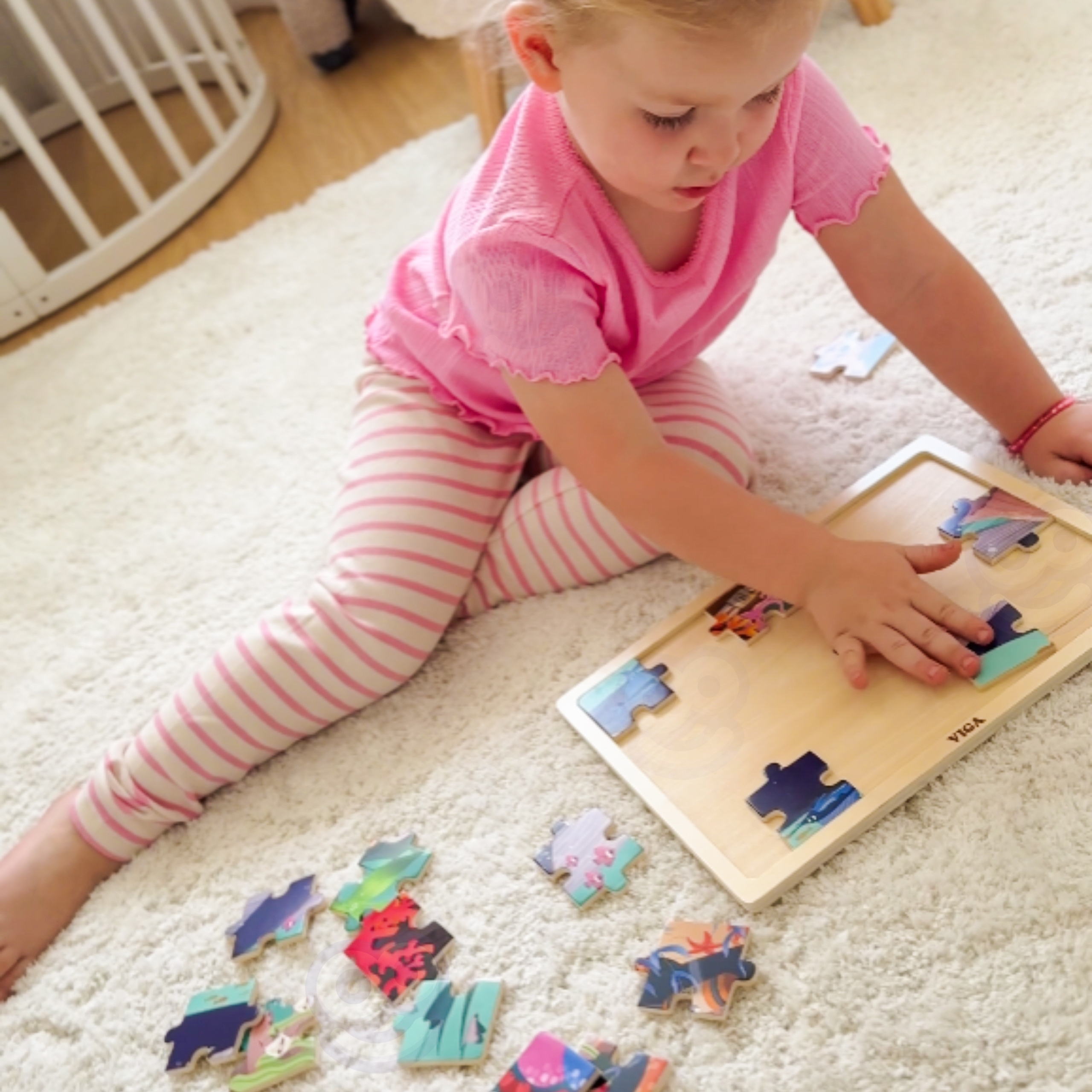 Drewniane puzzle układanka 24 el. sekrety morza