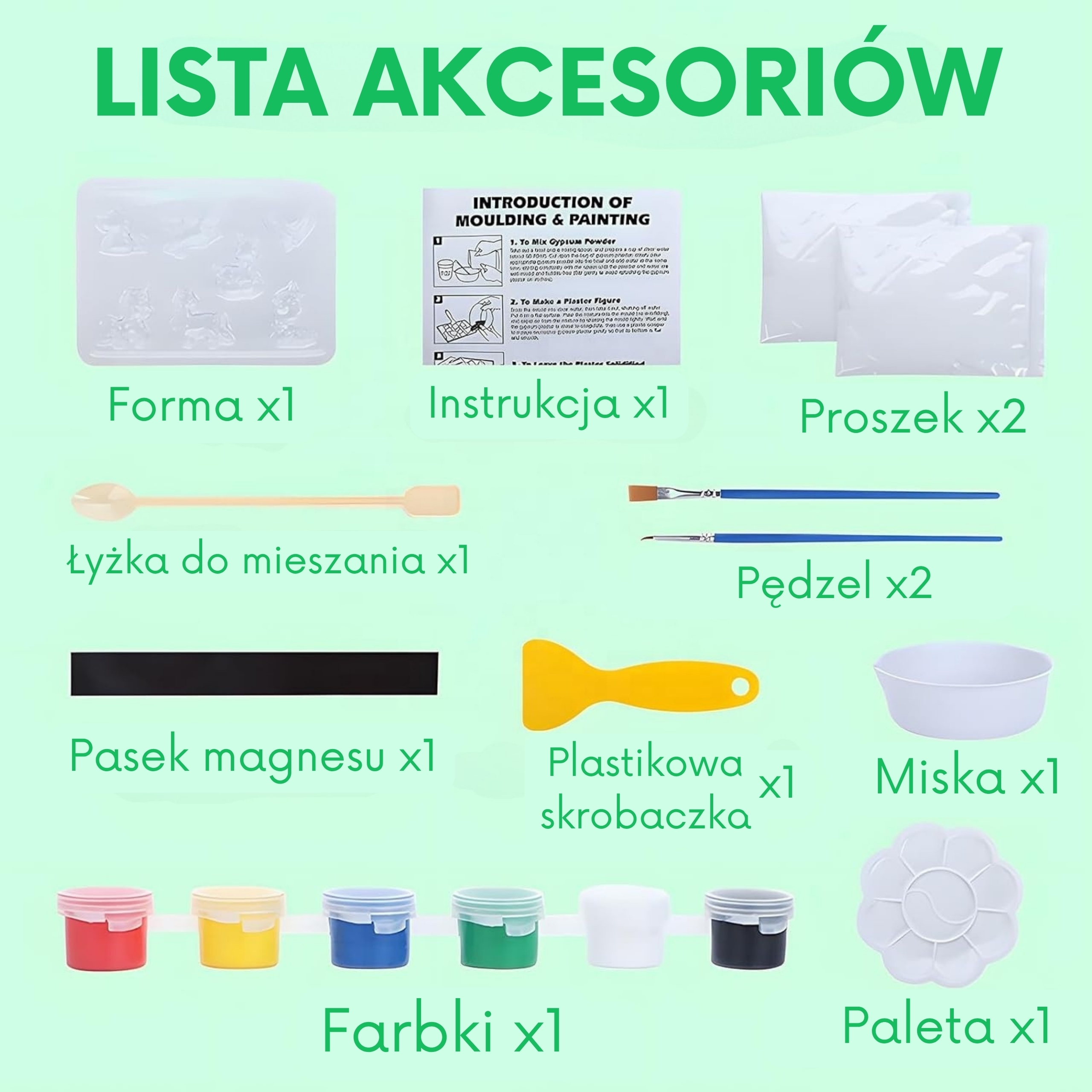 Zestaw kreatywny z farbami diy zrób odlewy gipsowe figurki i pomaluj - zestaw zwierzątka