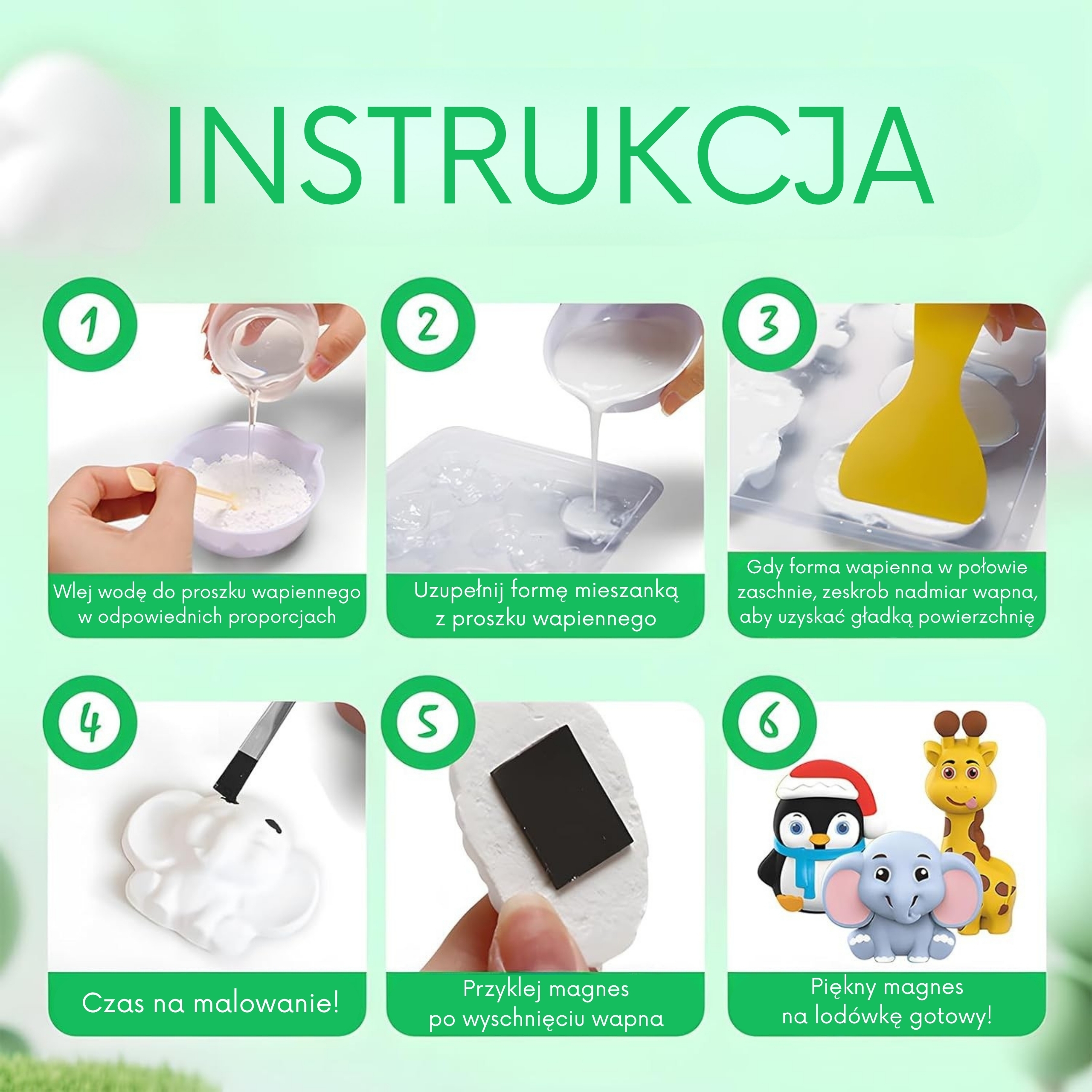 Zestaw kreatywny z farbami diy zrób odlewy gipsowe figurki i pomaluj - zestaw zwierzątka