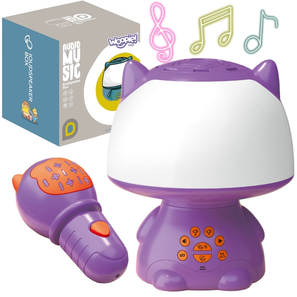 WOOPIE Multifunkcyjna Lampka RGB Głośnik Bluetooth Karaoke Modulator Głosu Karta SD Fioletowa