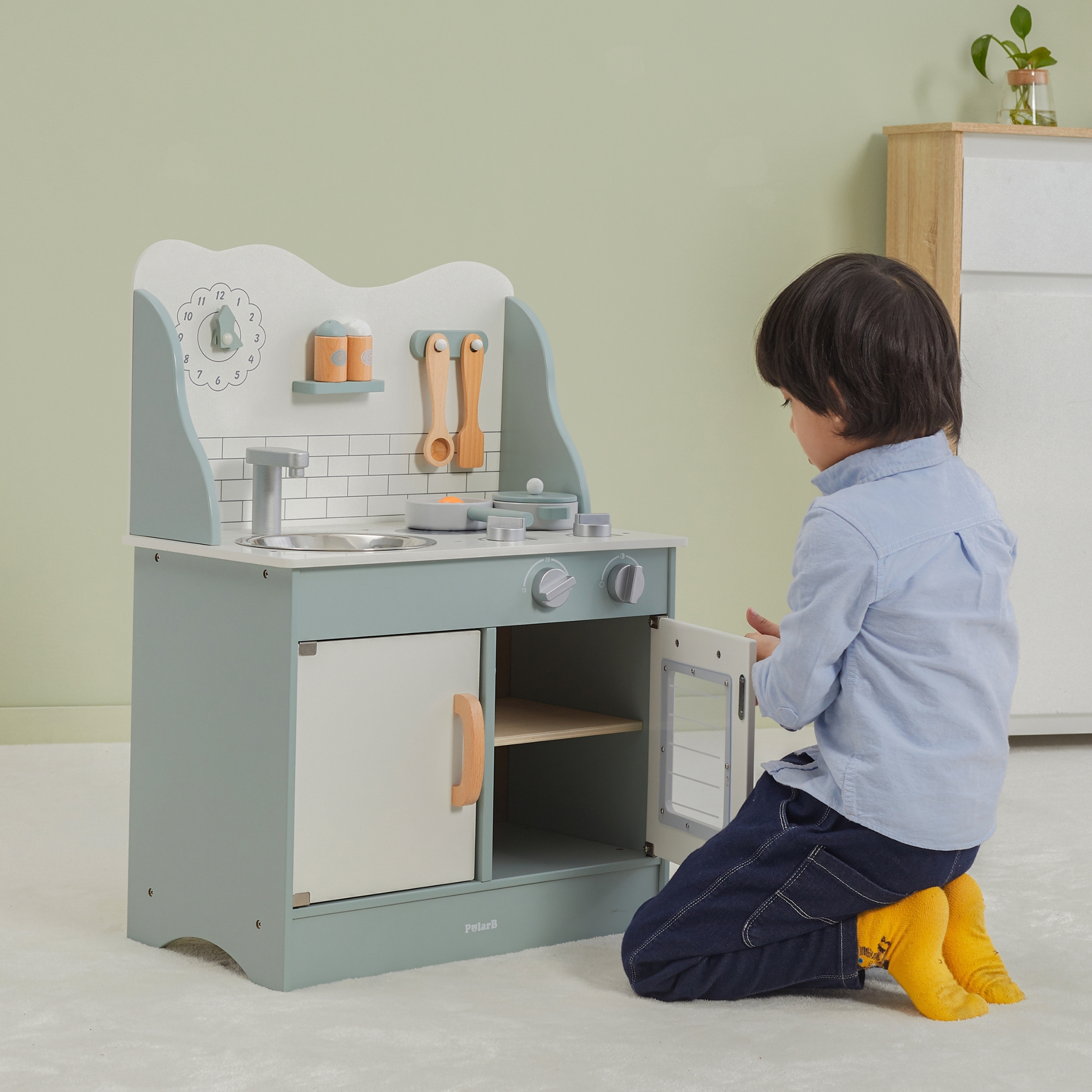 Polarb drewniana kuchnia z akcesoriami eco green