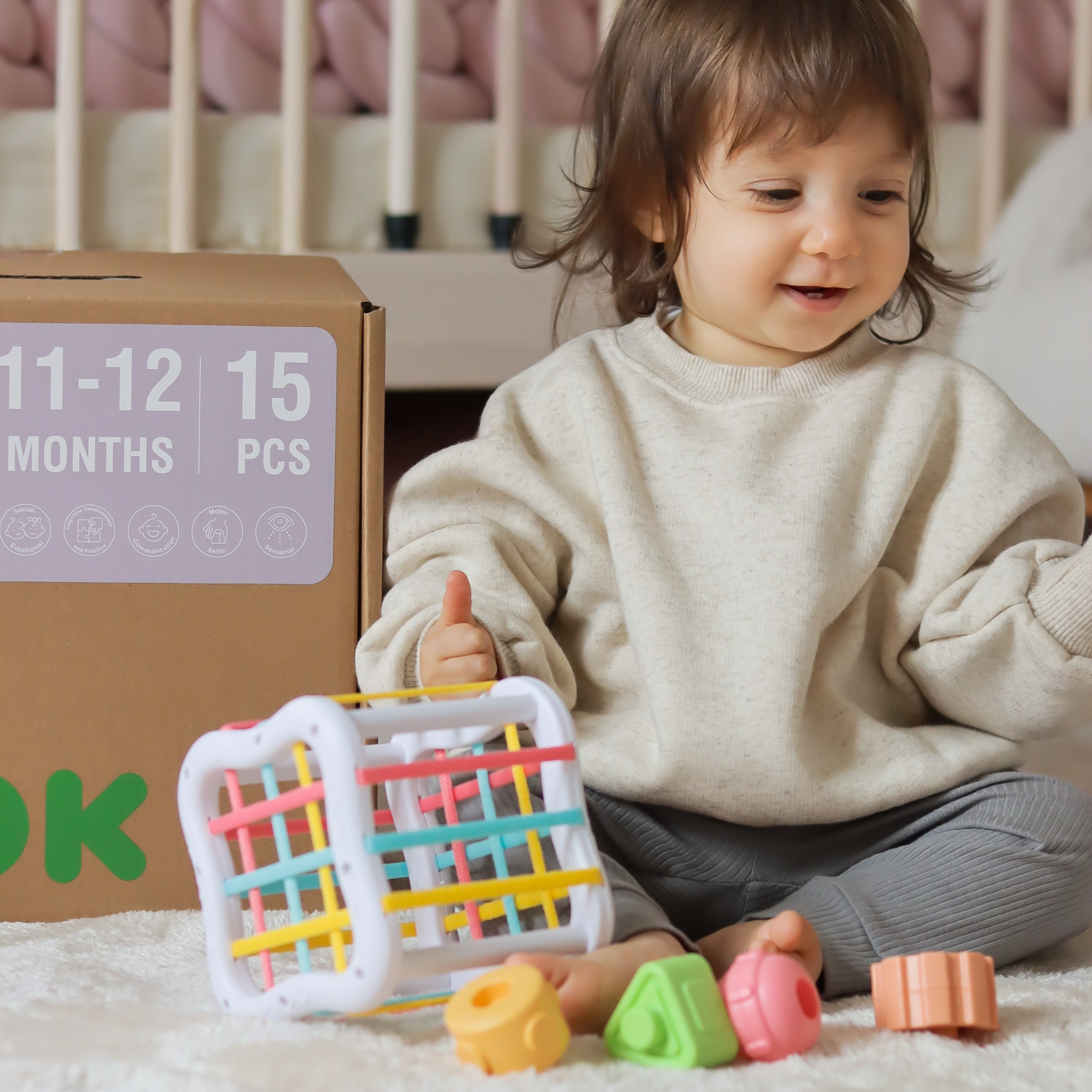 Box pudełko xxl montessori edukacyjne 5w1 sensoryczne 11-12 mies