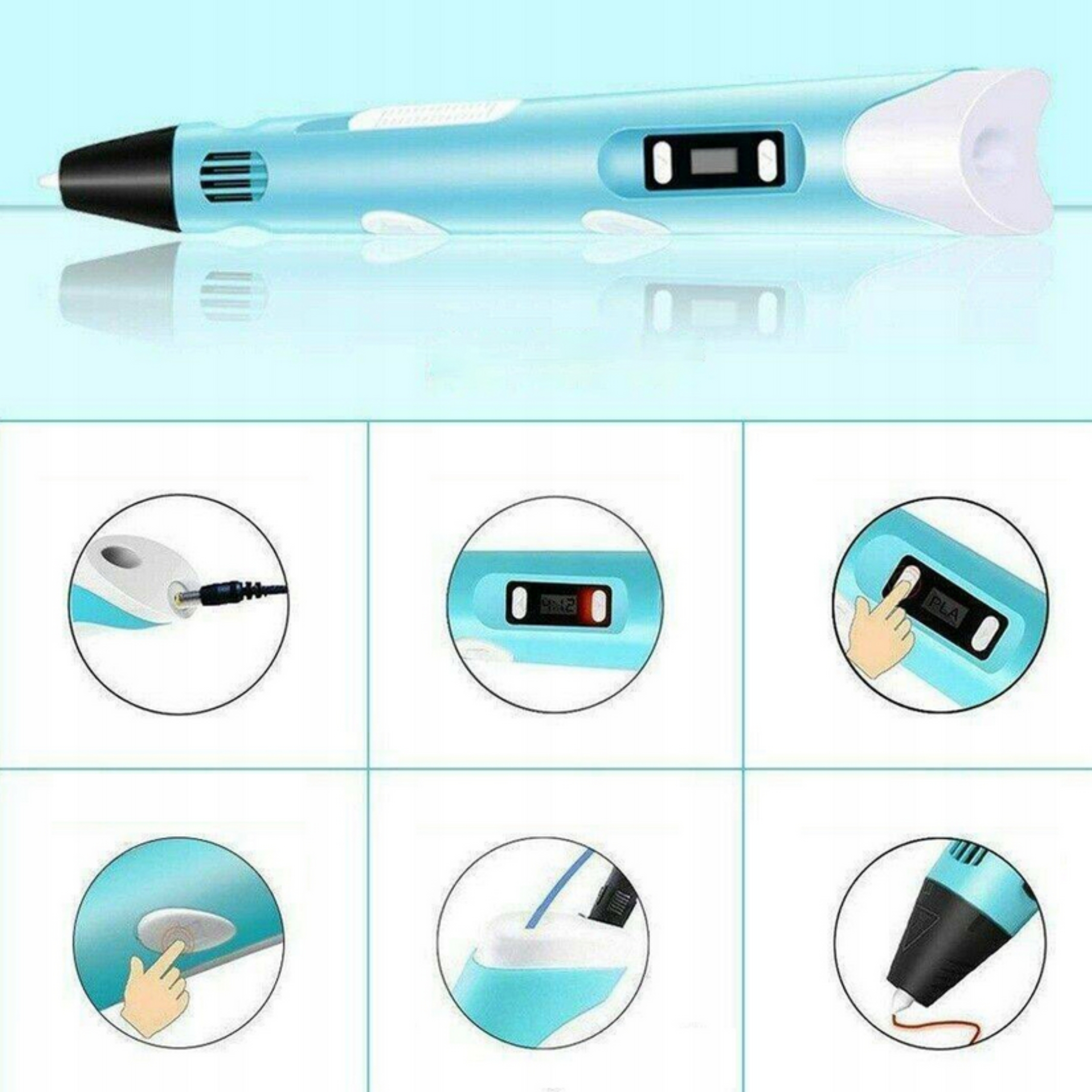 WOOPIE Długopis 3D Dla Dzieci Zestaw z Wyświetlaczem LED - Kreatywna Zabawa