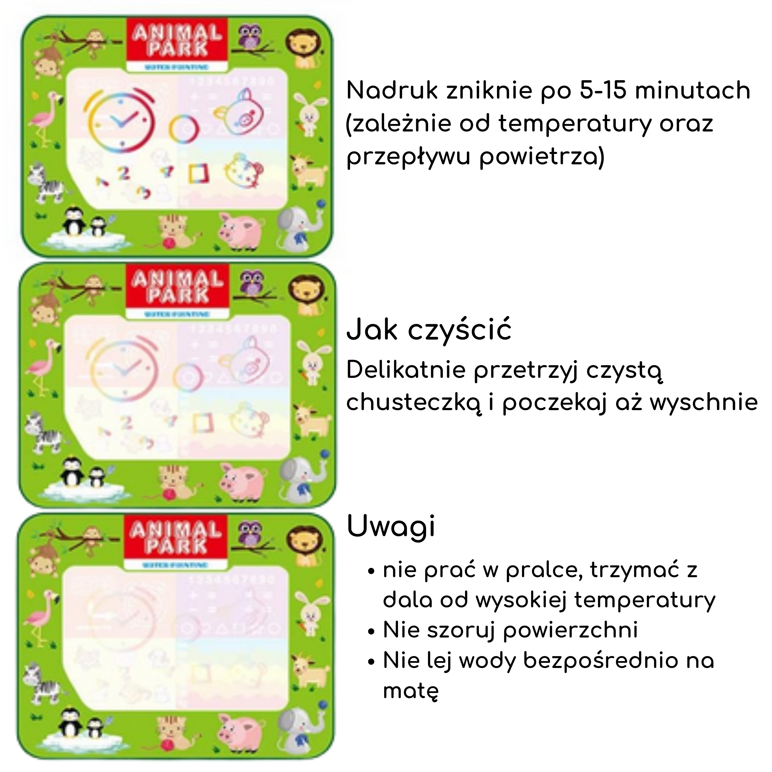 Mata wodna do malowania 2w1 xxl dwustronna zwierzęta - 6 z 9