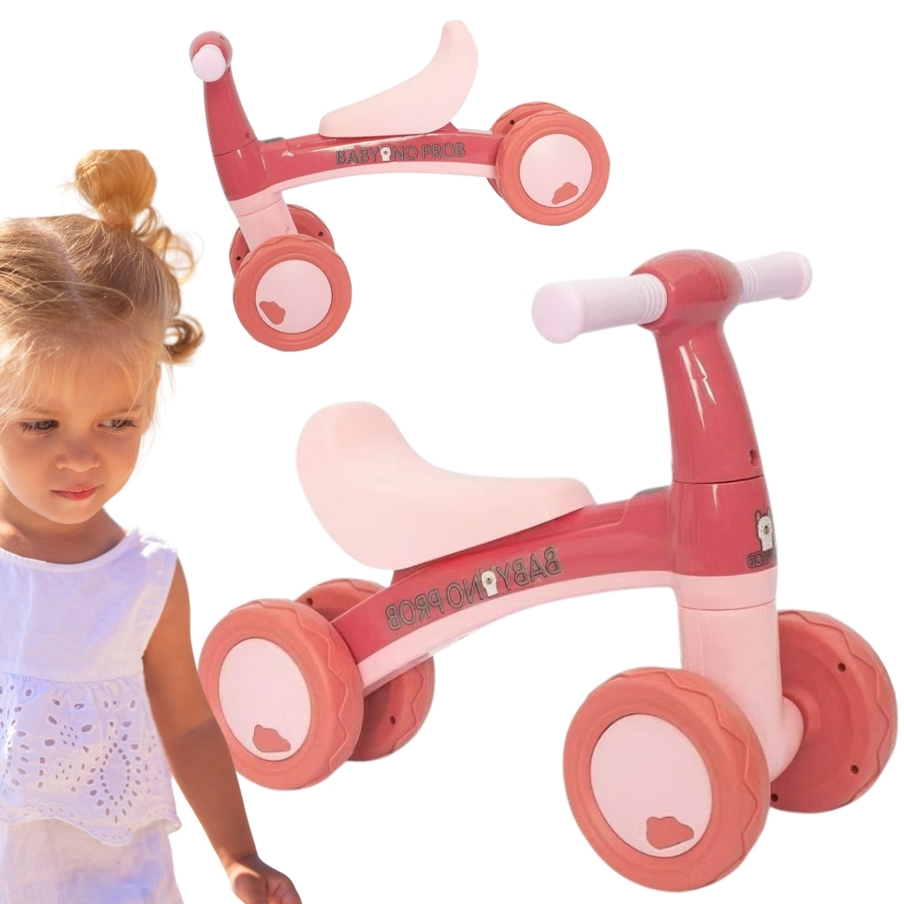 Rowerek biegowy różowy jeździk czterokołowy - Czterokołowy różowy rowerek biegowy dla dzieci od marki Woopie to idealny wybór do pierwszej...