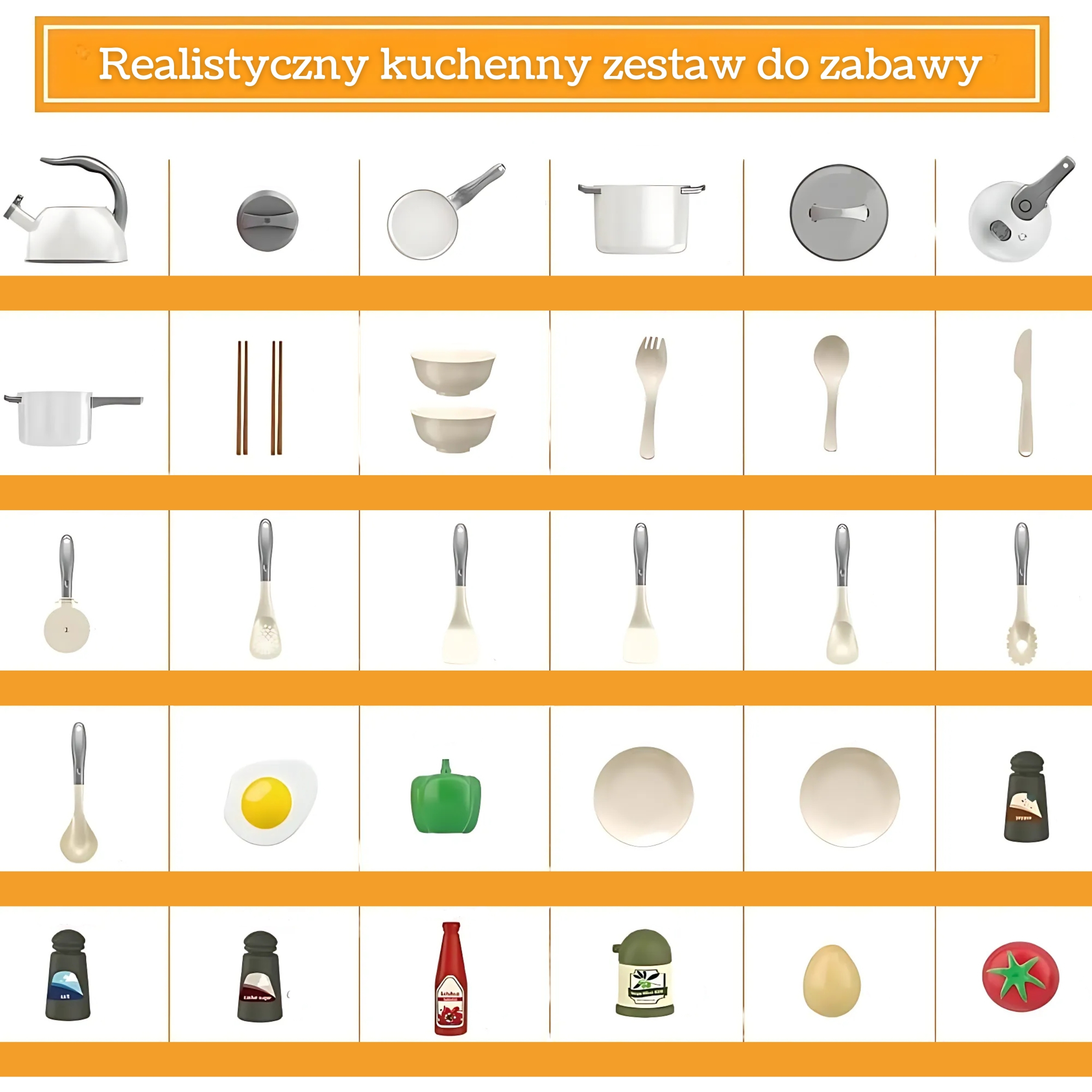 WOOPIE Zestaw Małego Kucharza Garnki Patelnia Czajnik Biały 32el.