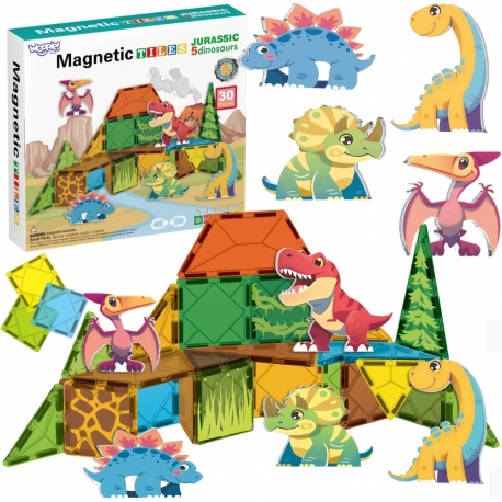 WOOPIE Magnetyczne Klocki Konstrukcyjne 7,5 cm Dino 30 el.