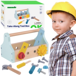 TOOKY TOY Drewniana Skrzynka z Narzędziami Zestaw 18 el.