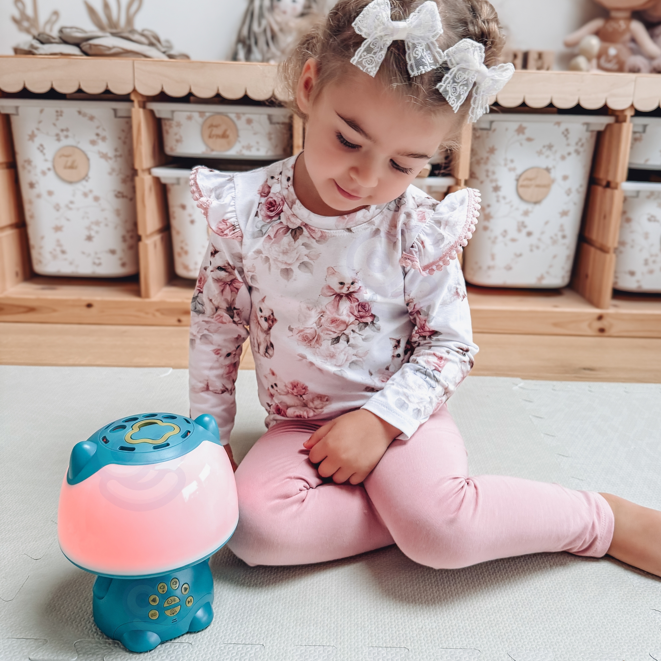 WOOPIE Multifunkcyjna Lampka RGB Głośnik Bluetooth Karaoke Modulator Głosu Karta SD Turkusowa