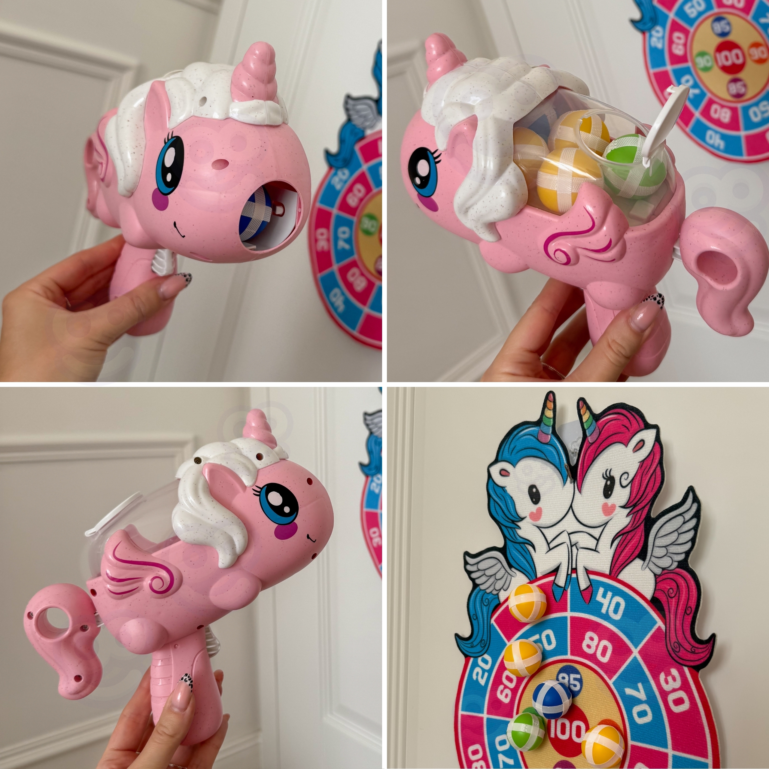 WOOPIE Gra Zręcznościowa w Rzutki na Rzepy Zestaw 2w1 Tarcza Wyrzutnia Jednorożec