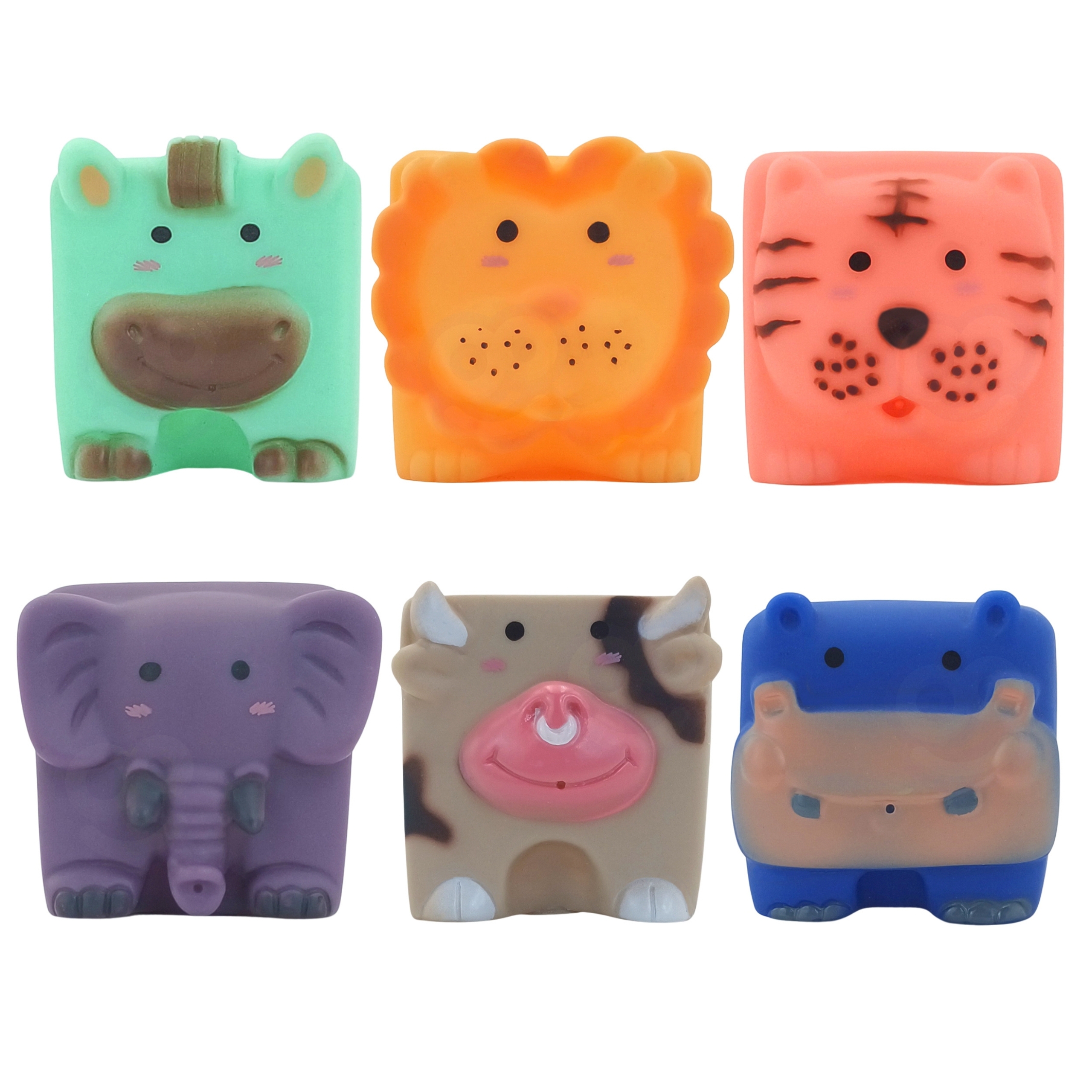 WOOPIE BABY Klocki Sensoryczne Zwierzątka Układanka do Ściskania + Dźwięk 6 el.