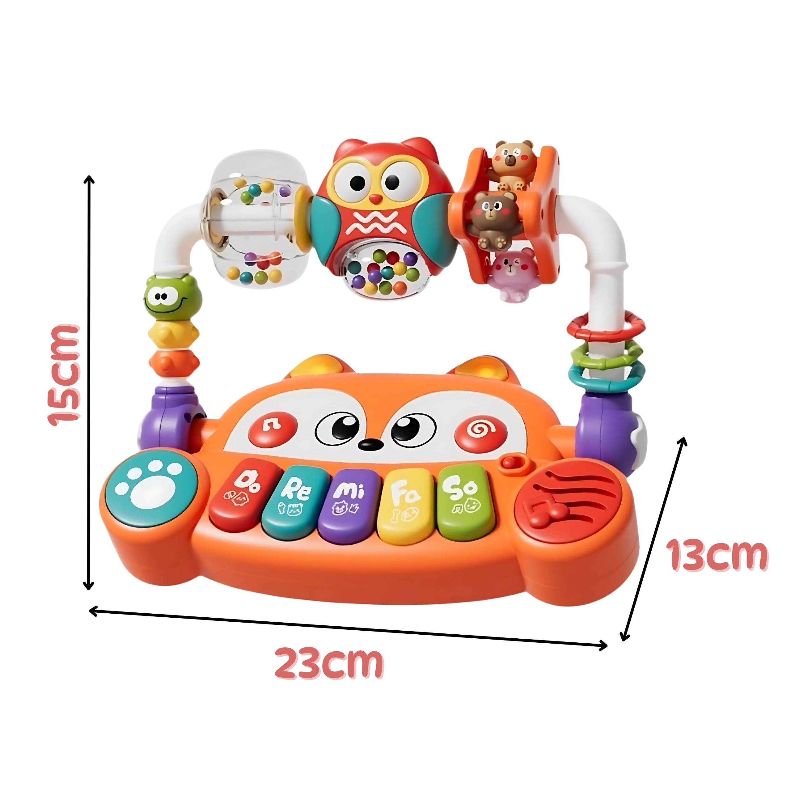 WOOPIE BABY Interaktywne Pianino Edukacyjne Sensoryczne Lisek LED Grzechotki