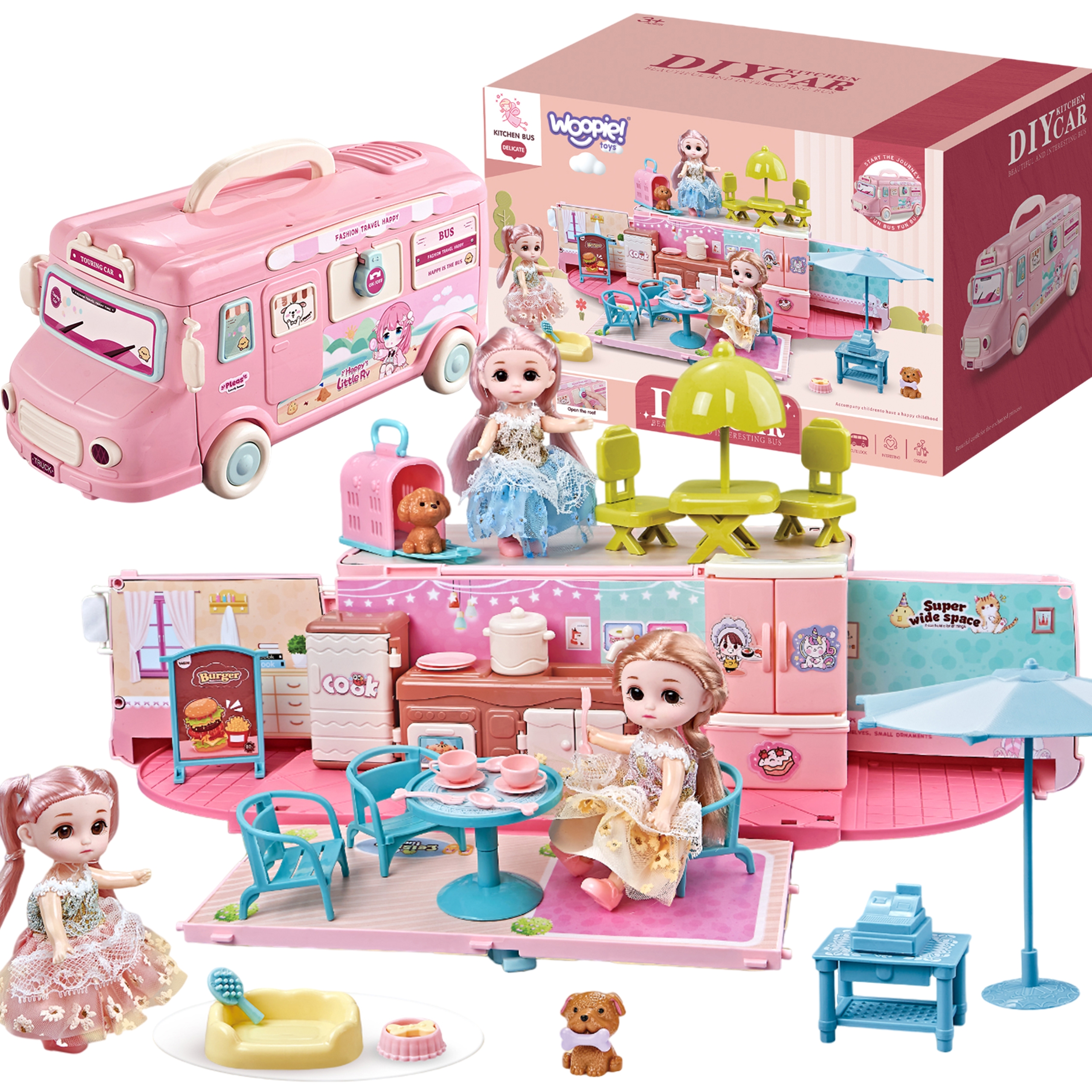 WOOPIE Kamper 2w1 Domek XXL Zestaw dla Lalek