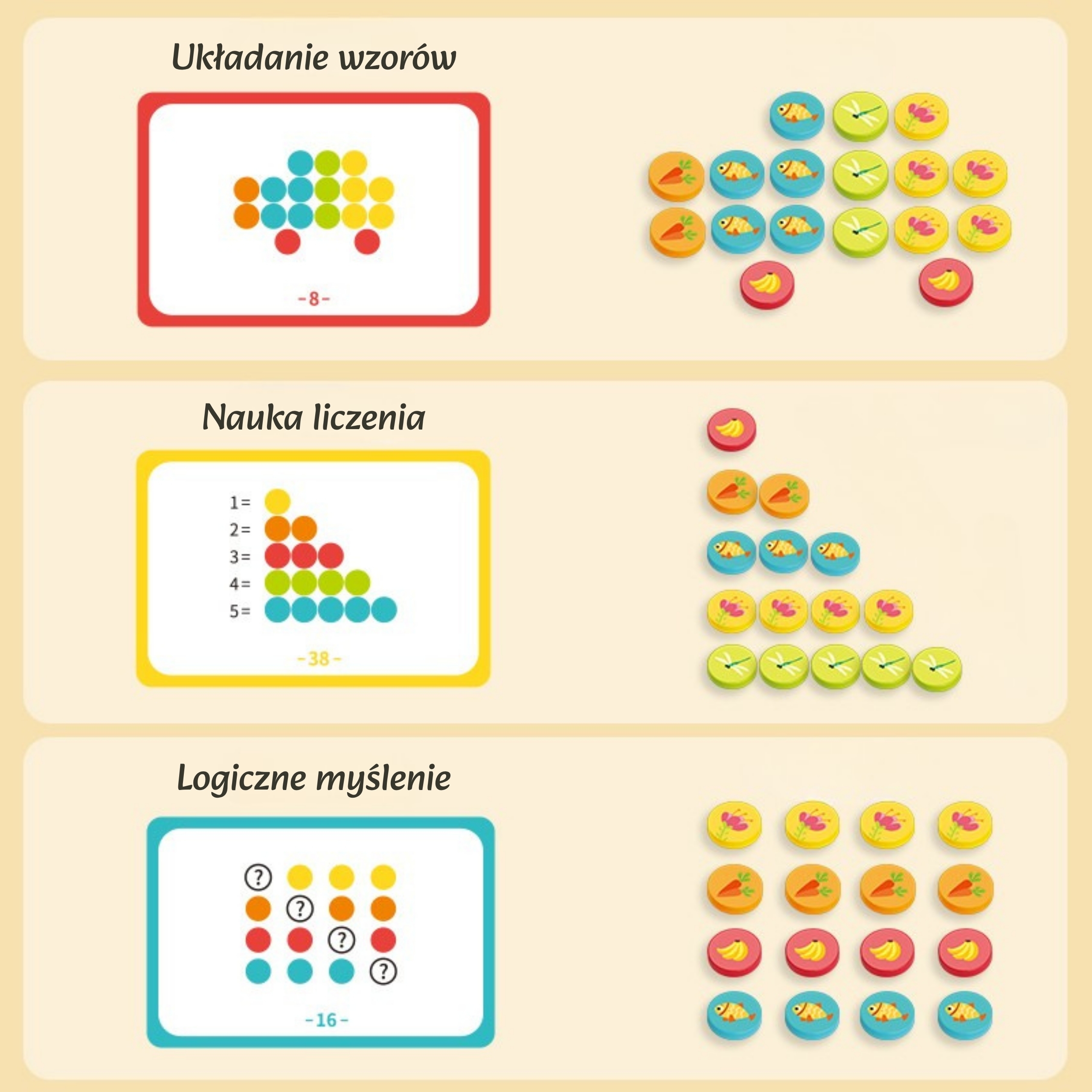 WOOPIE Gra Logiczna Edukacyjna Sorter Klasyfikacja Kolorów