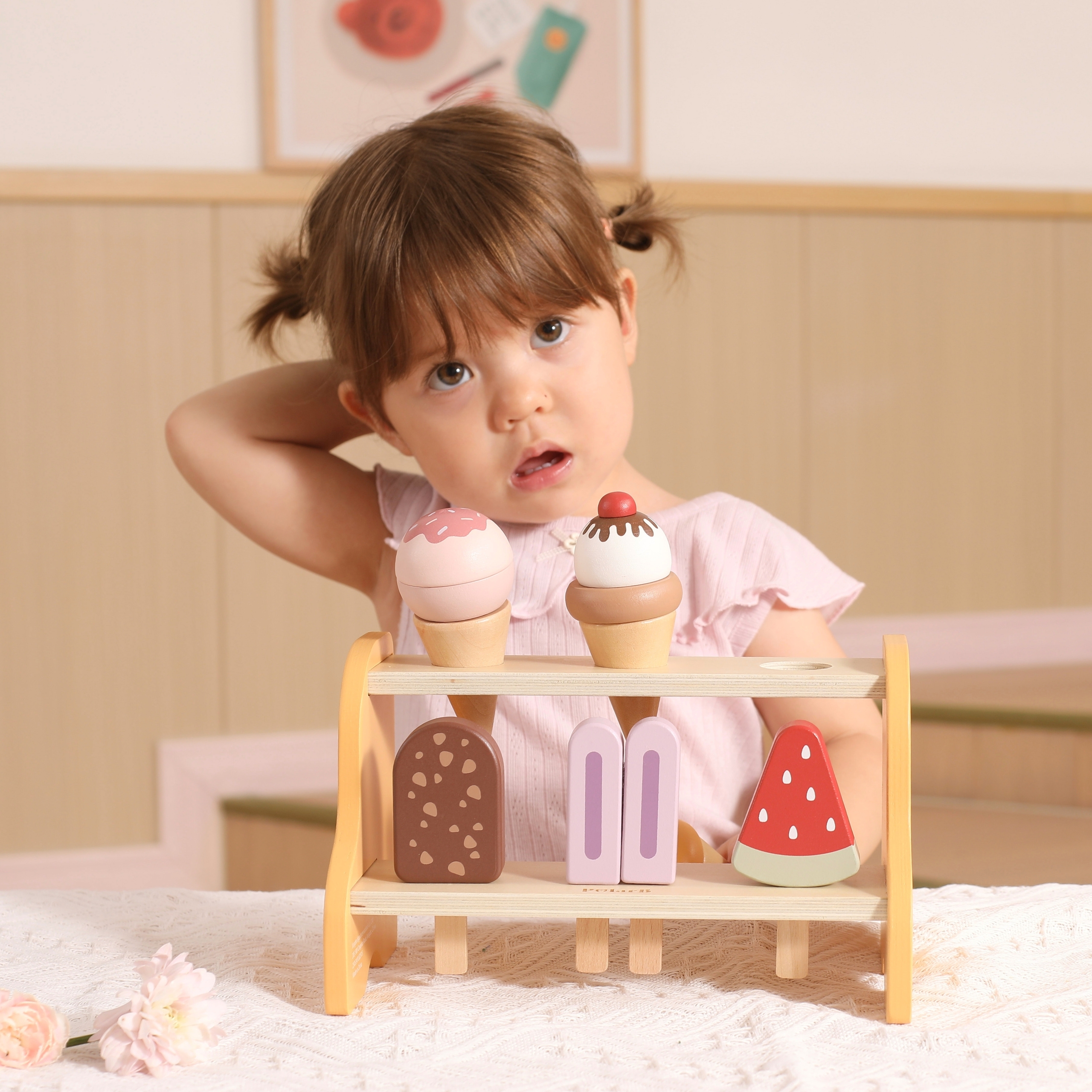 VIGA Drewniana Lodziarnia Sklepik Zestaw z Lodami 6 szt Lodów