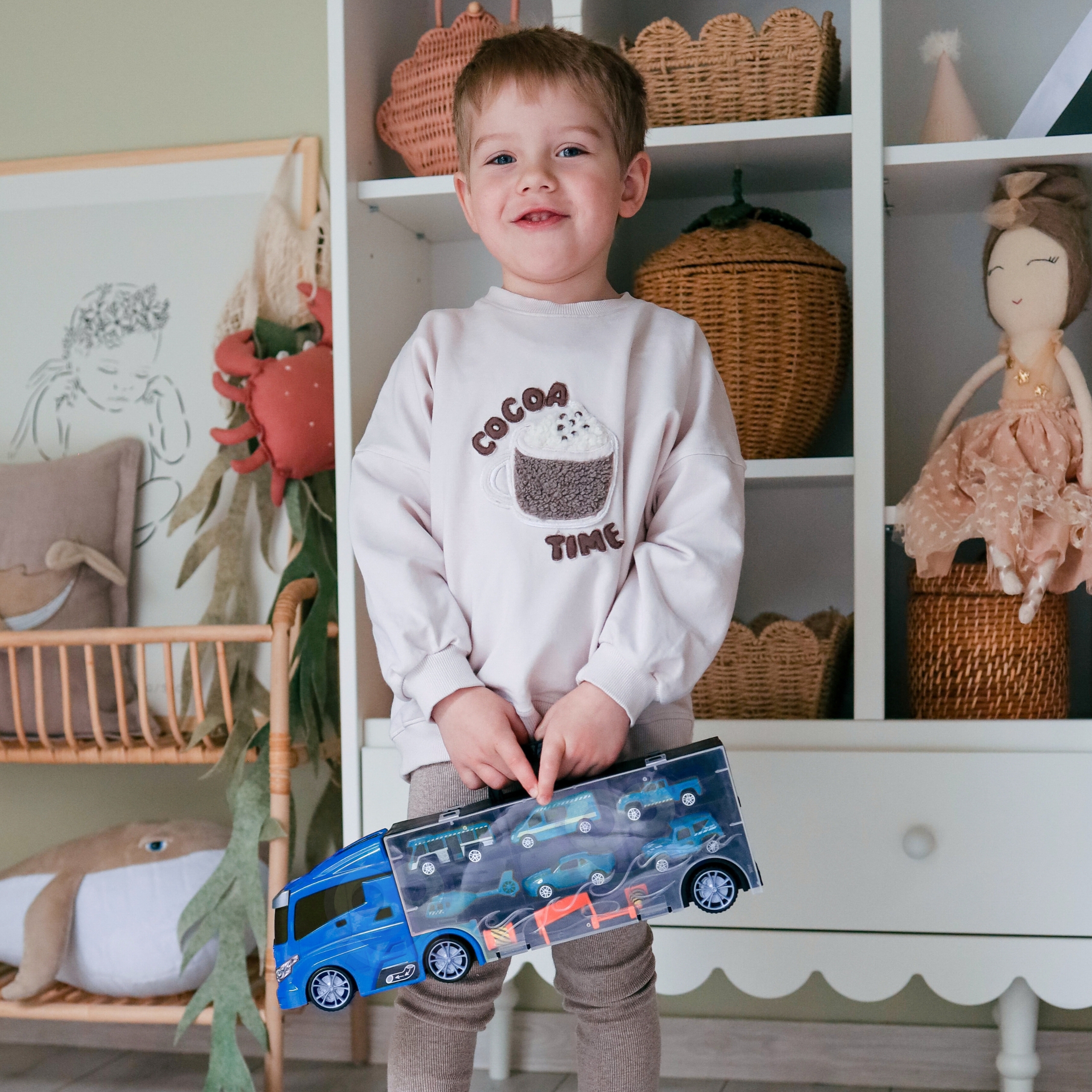 WOOPIE Zestaw Cieżarówka Transporter 3w1 Niebieski Policja