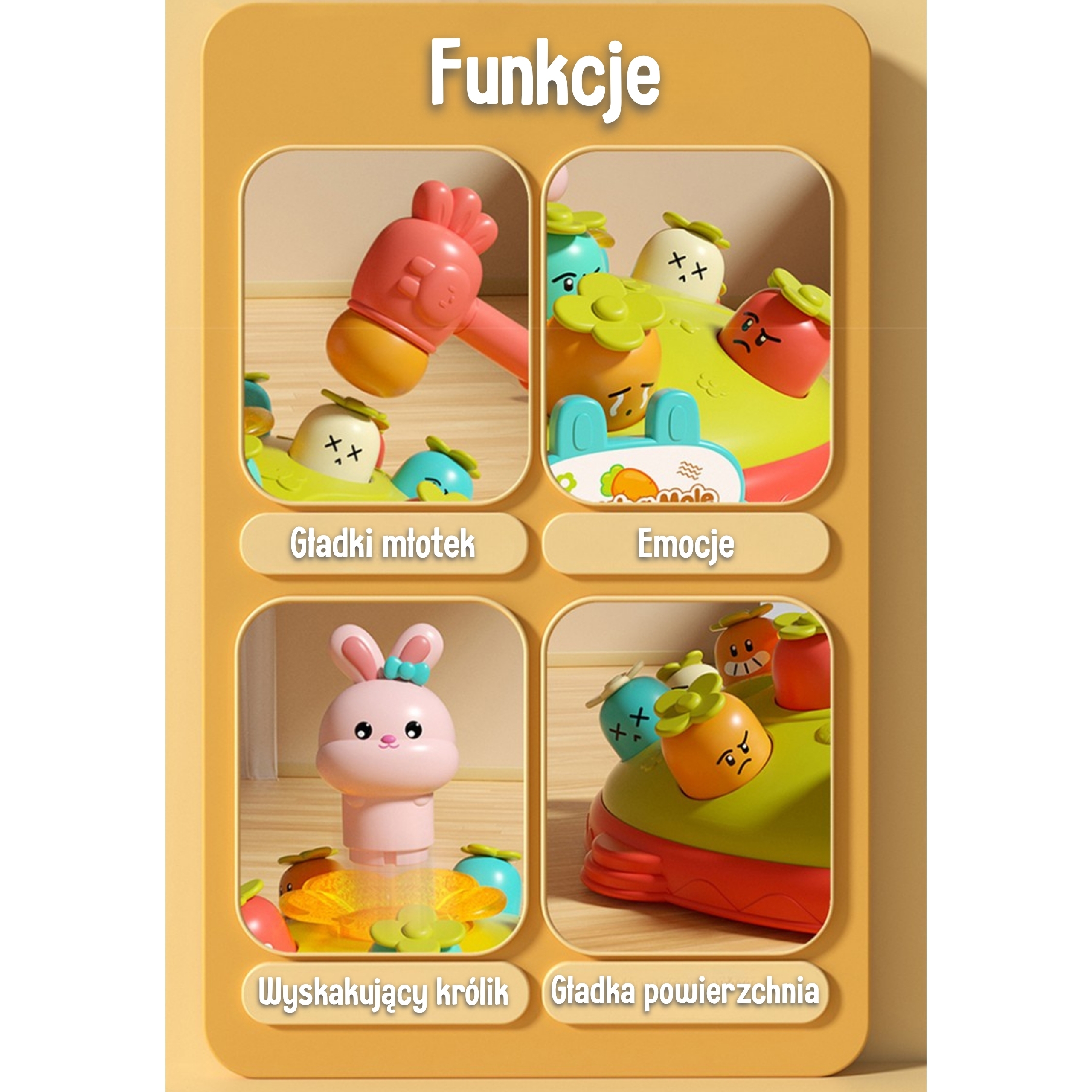 WOOPIE BABY Interaktywna Gra Zręcznościowa Wbij Marchewke Edukacyjna Uderz Młotkiem w Kreta