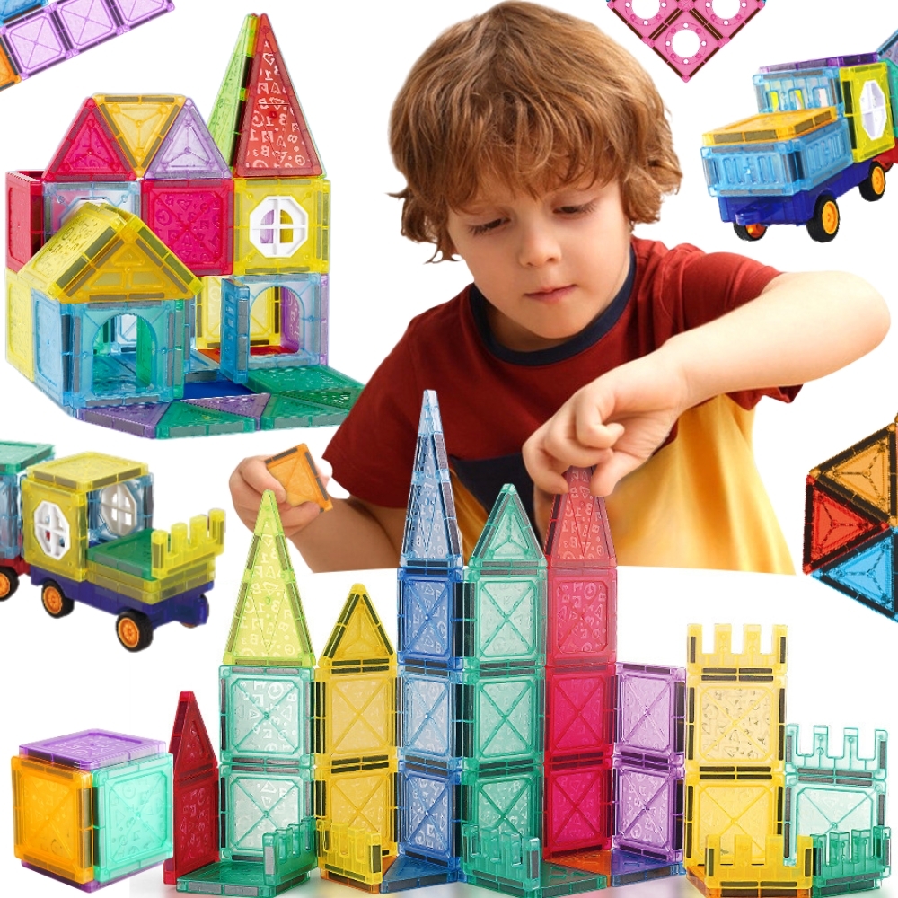 WOOPIE Klocki Magnetyczne Konstrukcyjne 3D Zestaw Edukacyjny Zamek Pojazdy110el..