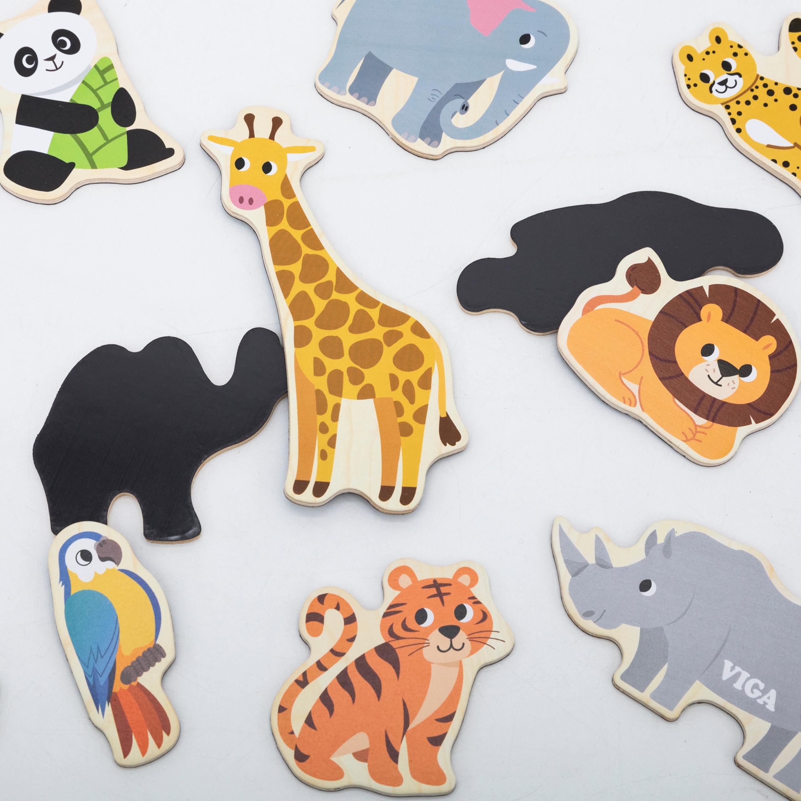VIGA Drewniane Magnesy Dzikie Zwierzęta – Kolorowe Magnesy Edukacyjne 18M+