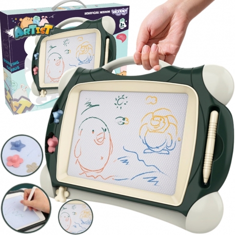 WOOPIE Znikopis Tablica Magnetyczna Kolorowa + 2 Stempelki