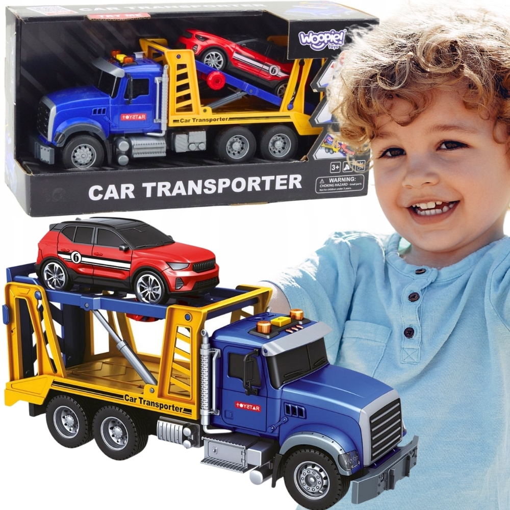 Laweta ciężarówka transporter z autkiem światło dźwięk - Duża Laweta Ciężarówka Car Transporter to fantastyczna zabawka dla każdego...