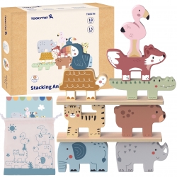 TOOKY TOY Drewniane Klocki Układanka Zwierzątka Montessori 9 el.