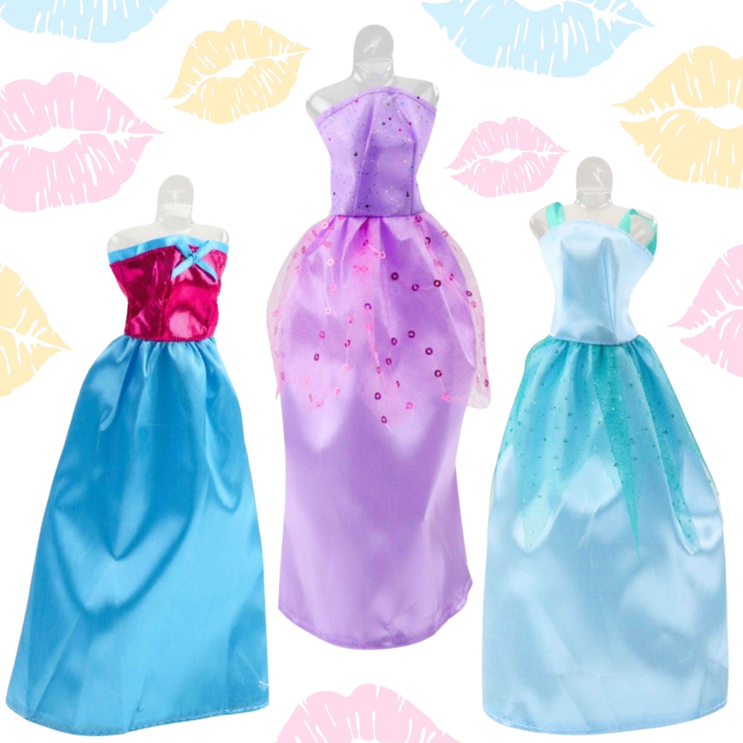 Zestaw modowy dla lalek sukienki buty biżuteria akcesoria - 3 z 3