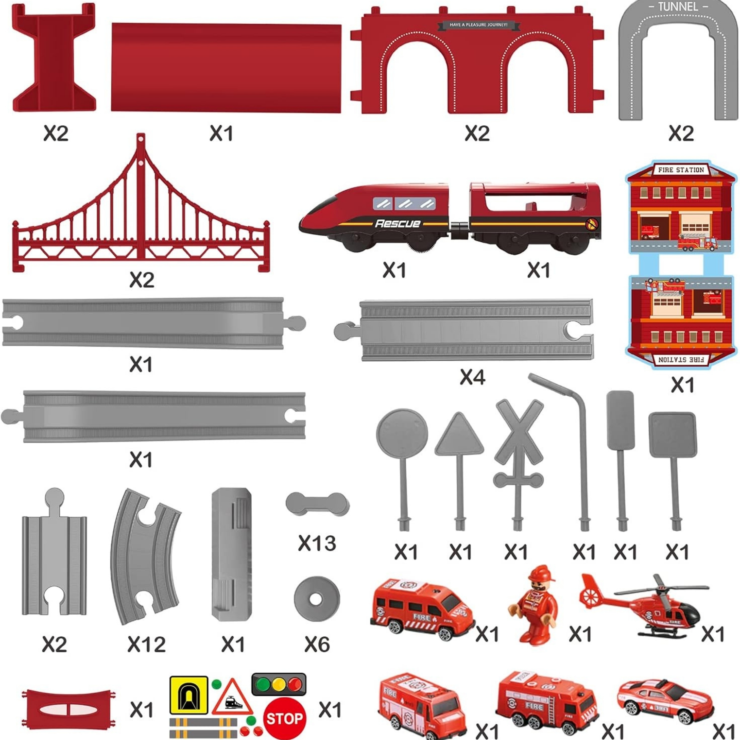 Zestaw kolejka elektryczna lokomotywa straż pożarna 66el. - 7 z 8