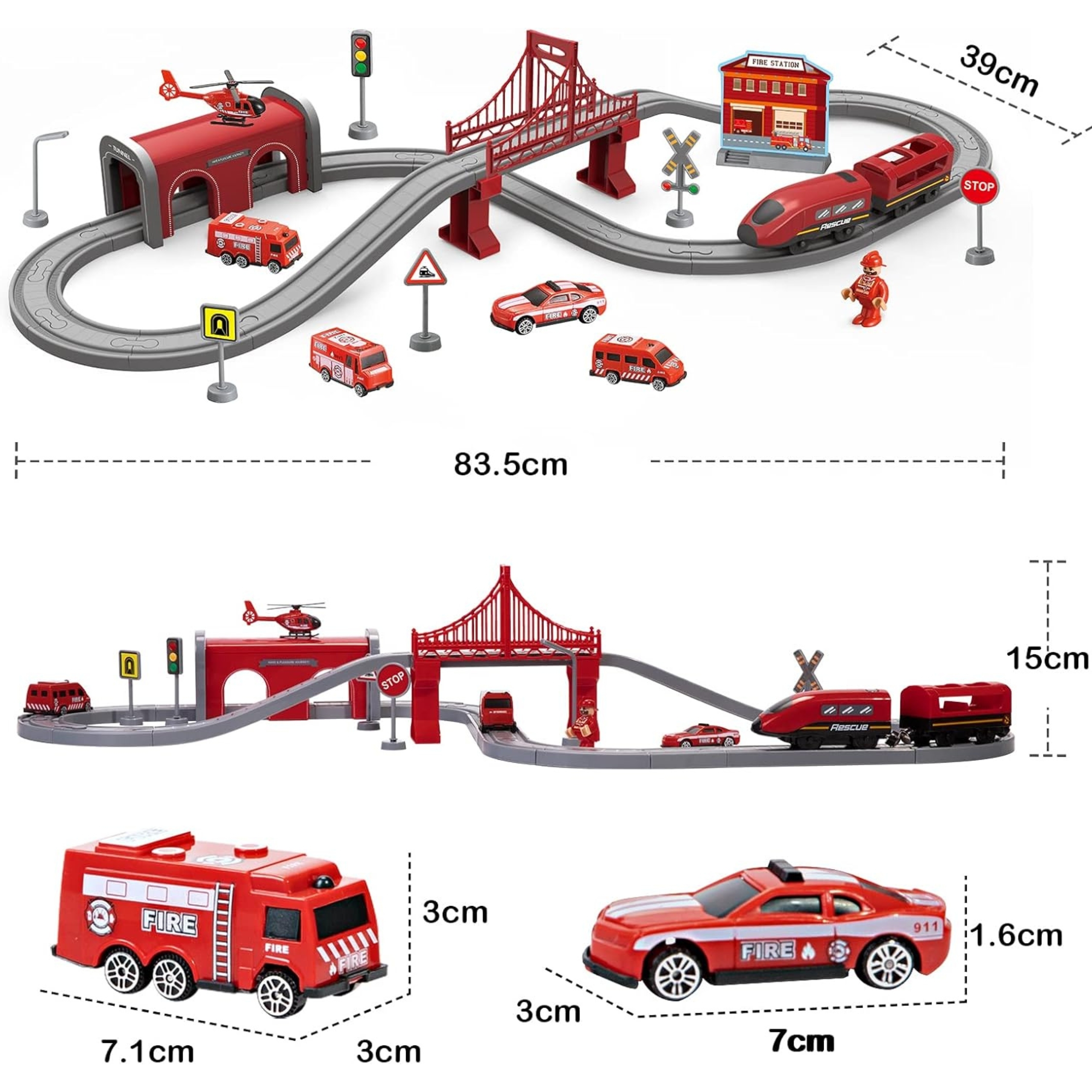 Zestaw kolejka elektryczna lokomotywa straż pożarna 66el. - 8 z 8