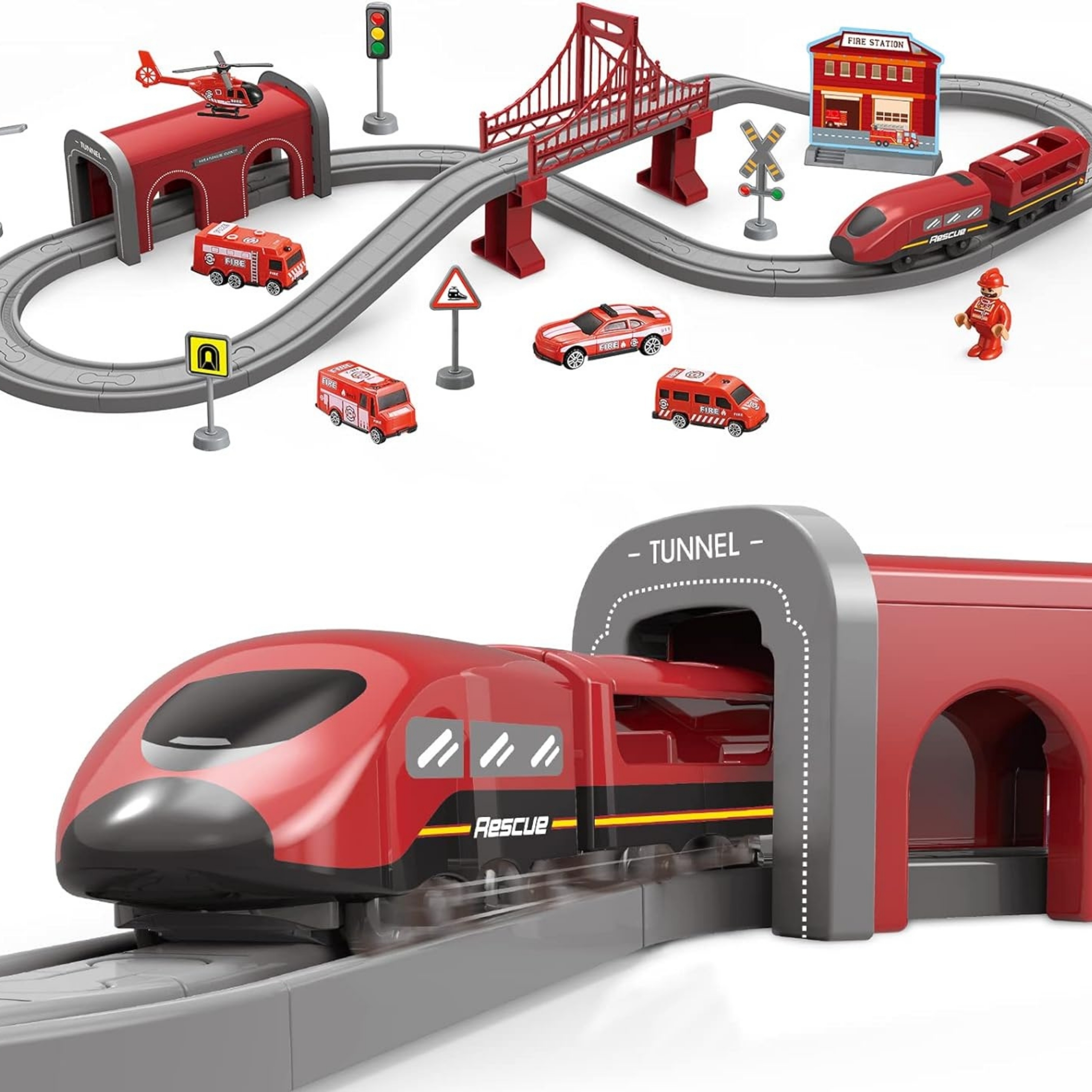 Zestaw kolejka elektryczna lokomotywa straż pożarna 66el. - Fascynujący zestaw kolejki elektrycznej marki Woopie to prawdziwe centrum dowodzenia dla małych...