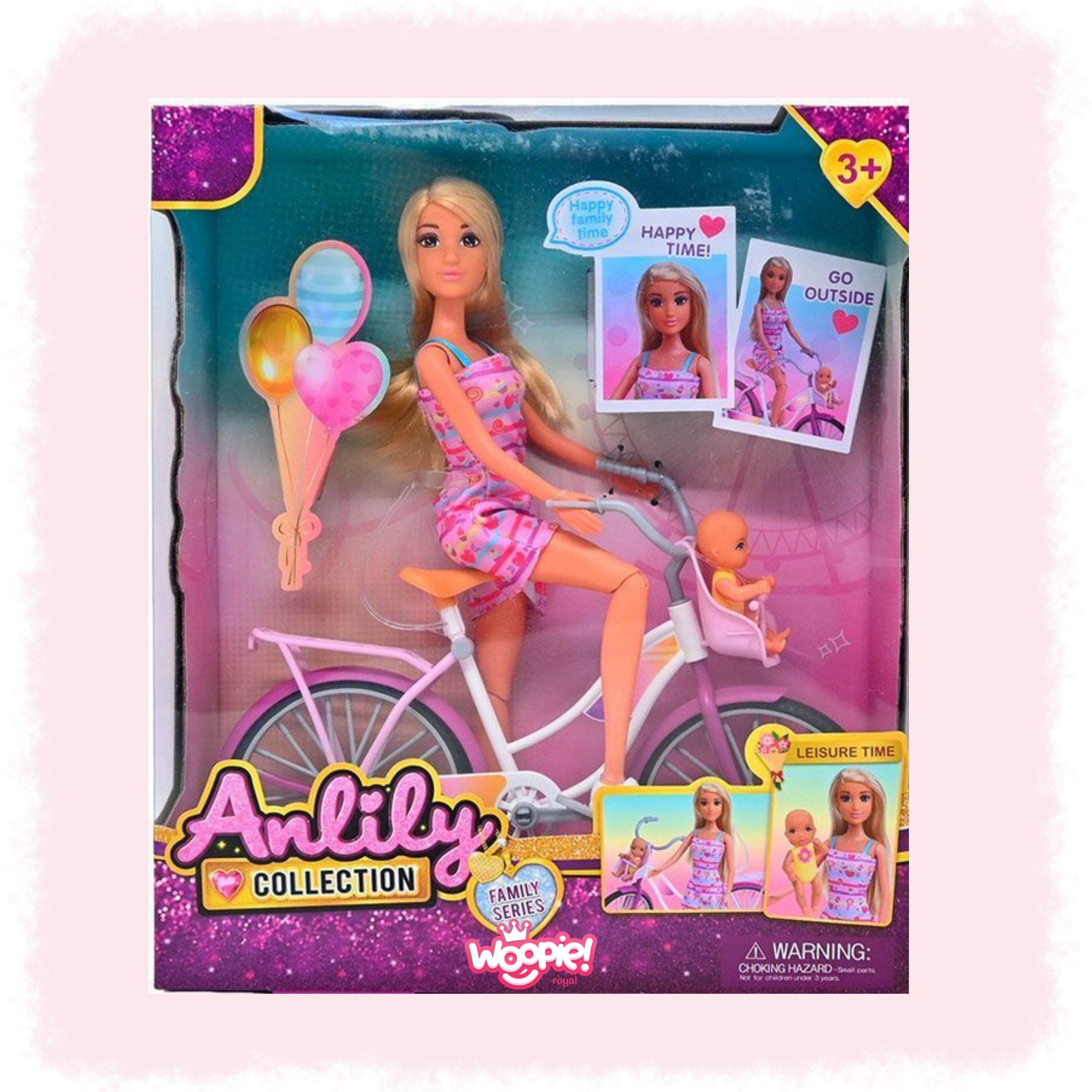 Lalka lily rowerzystka bobas w foteliku rower - 5 z 5