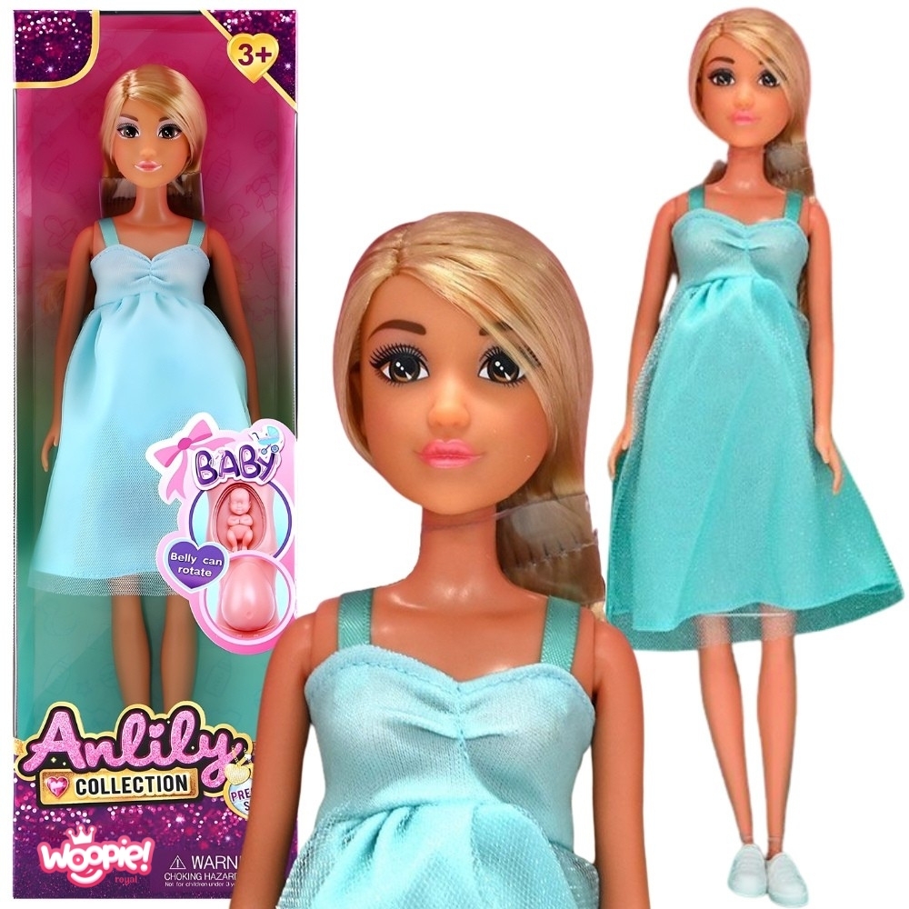 Lalka lily z brzuszkiem w ciąży niemowlak błękitna sukienka - Lalka przedstawiająca przyszłą mamę od marki Woopie to niezwykła propozycja...