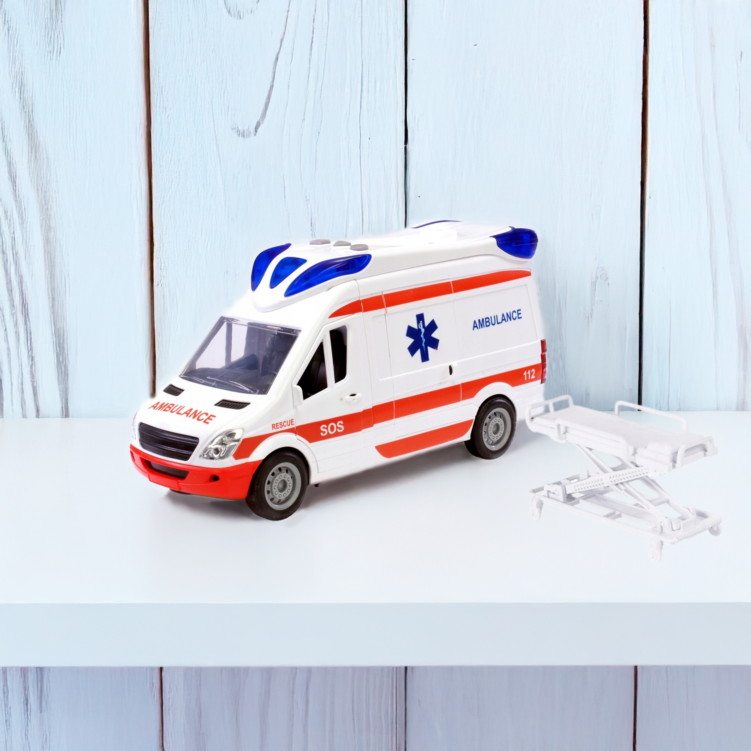 Pogotowie karetka ambulans nosze w zestawie + sygnały dźwiękowe i świetlne - 2 z 6