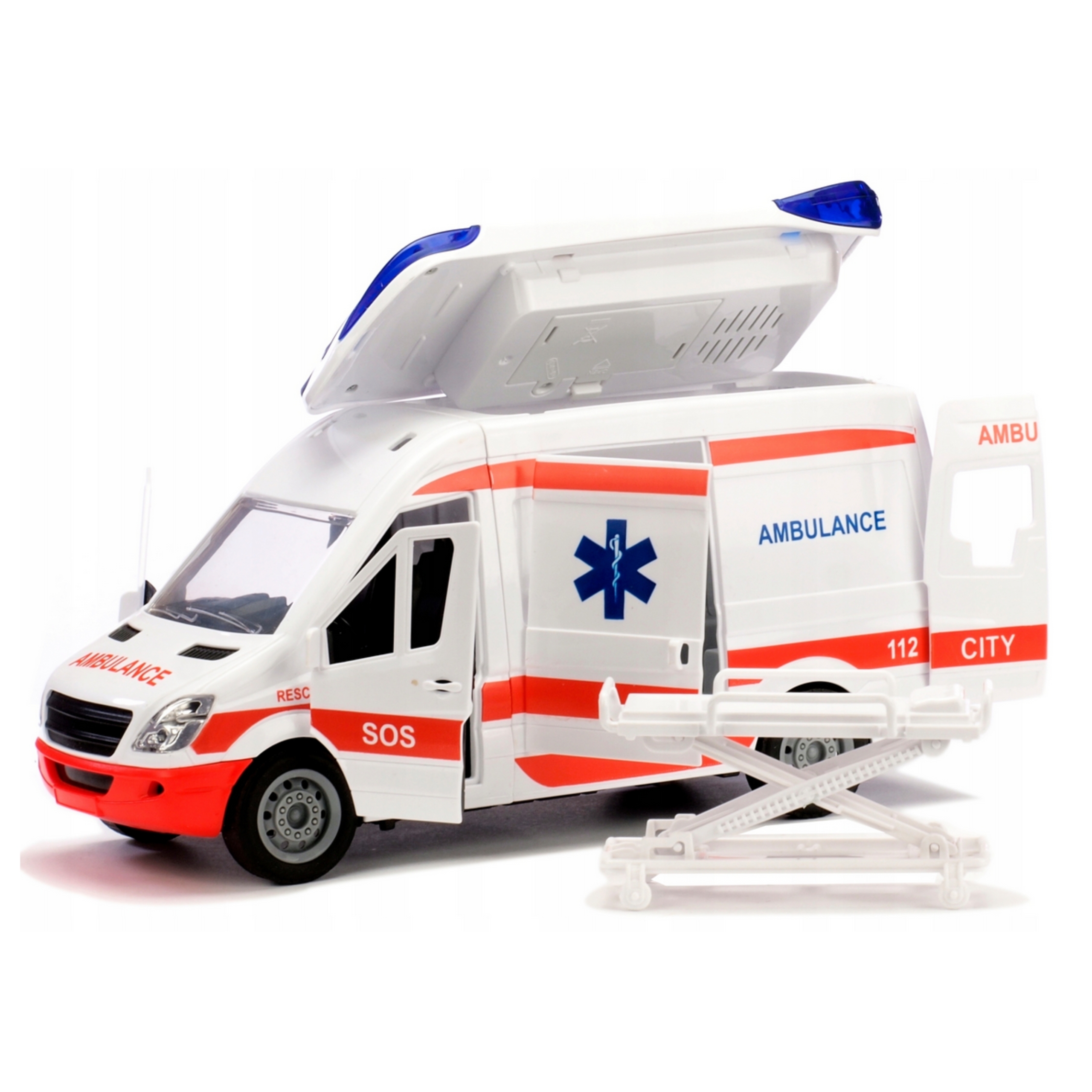 Pogotowie karetka ambulans nosze w zestawie + sygnały dźwiękowe i świetlne - 5 z 6