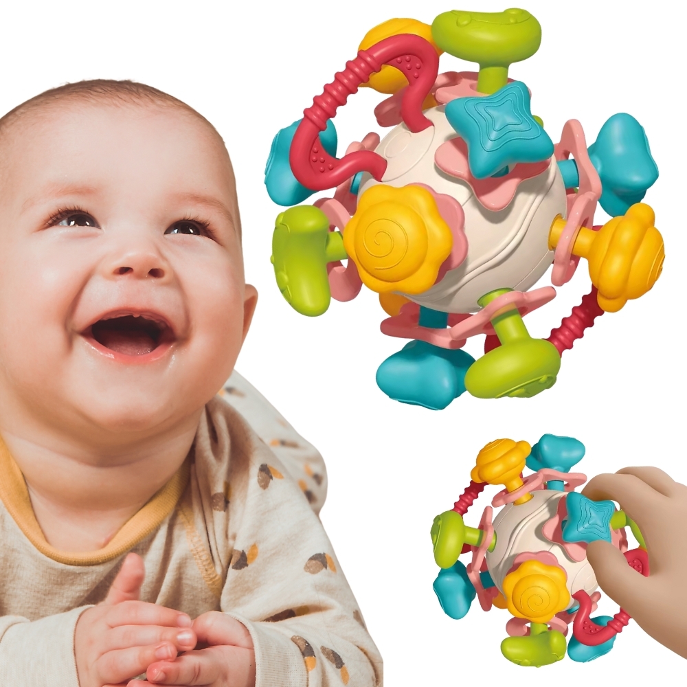 Miękka grzechotka 4w1 gryzak zabawka sensoryczna dla niemowląt 0m+ - 25 z 25