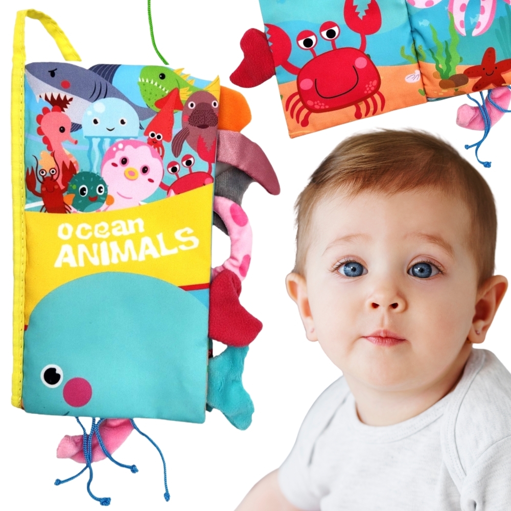 Książeczka z ogonkami zwierząt morskich materiałowa - 13 z 13