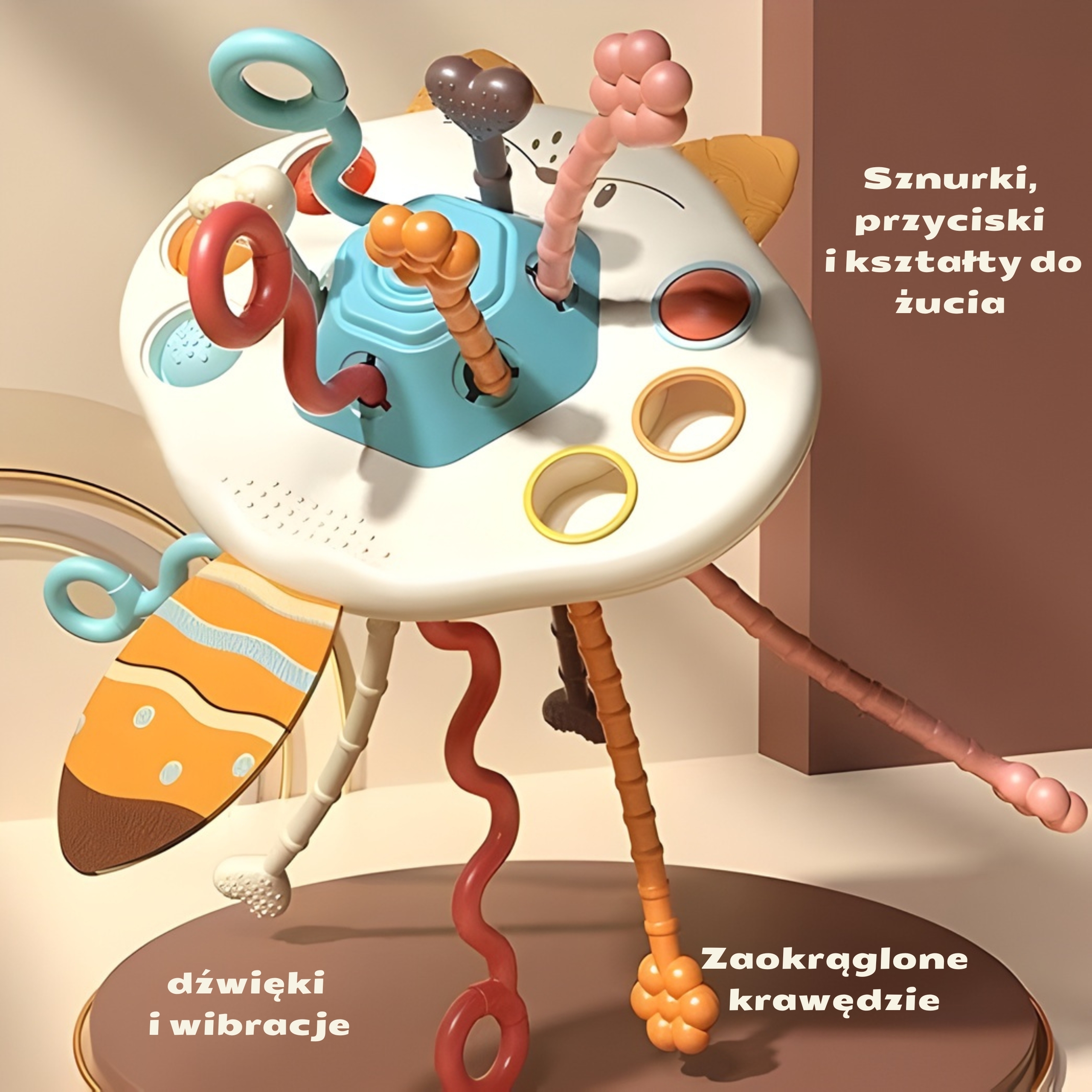 Zabawka sensoryczna montessori gryzak grzechotka wielofunkcyjny lis - 20 z 20