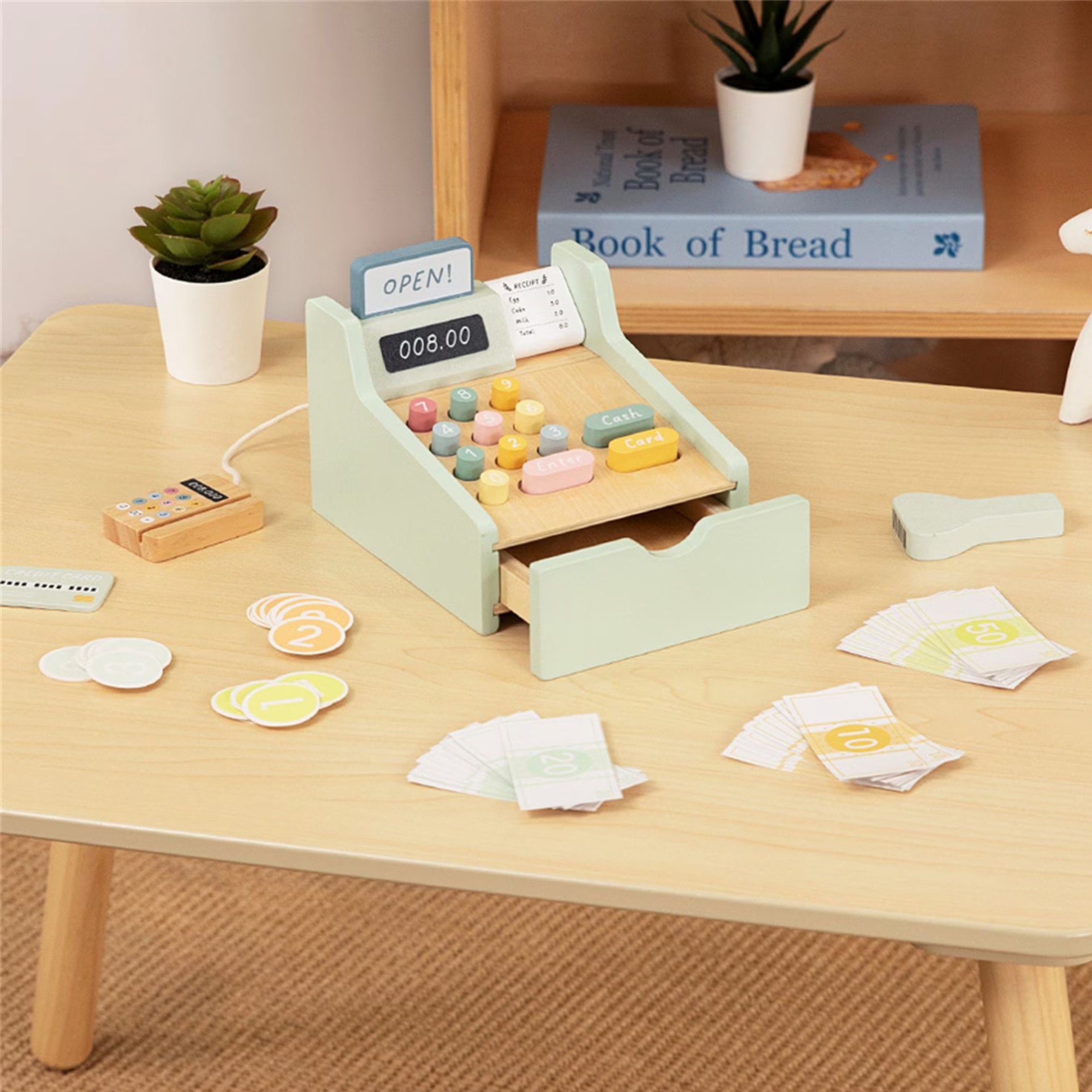 Drewniana kasa sklepowa edukacyjna z akcesoriami 23 el. fsc - 3 z 8