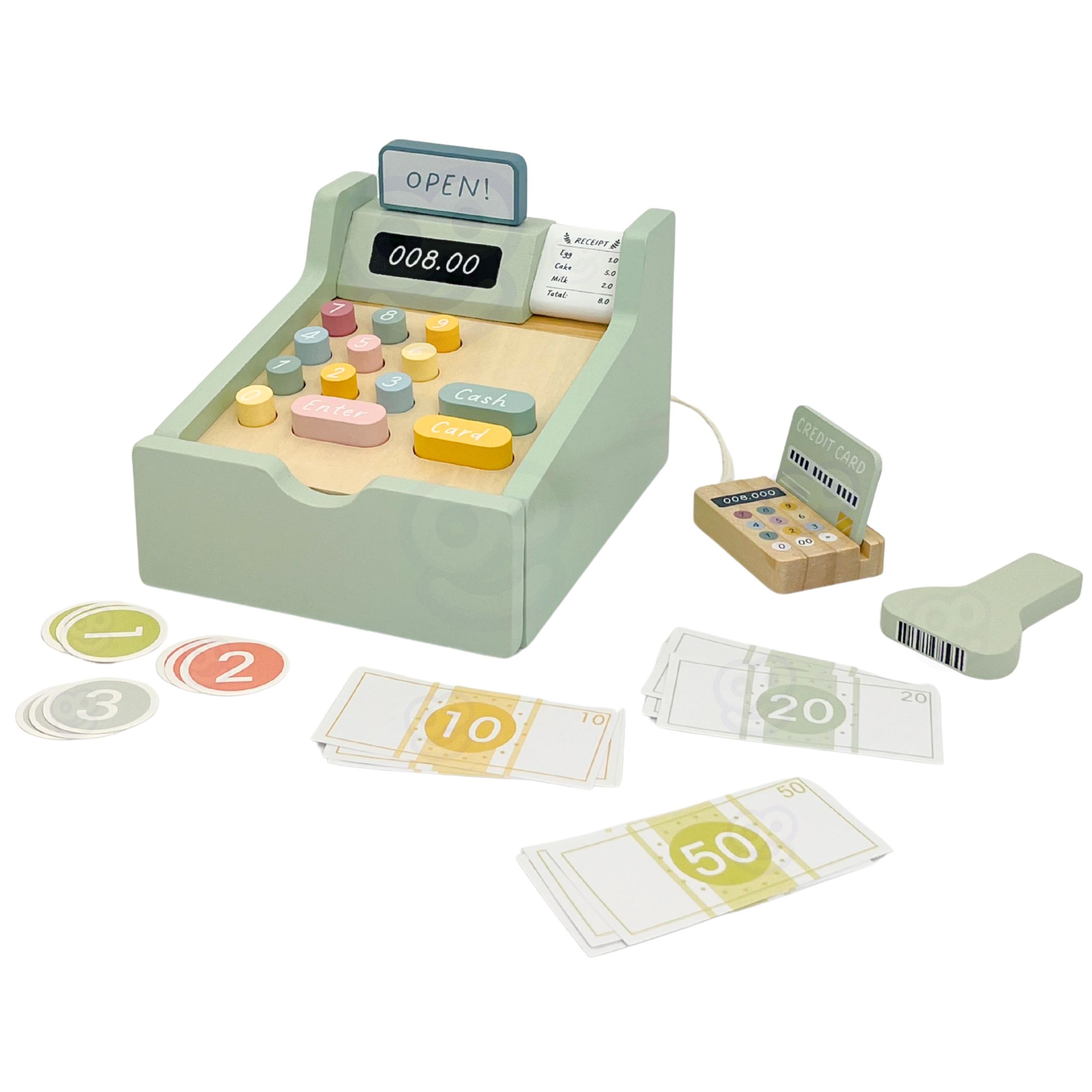 Drewniana kasa sklepowa edukacyjna z akcesoriami 23 el. fsc - 5 z 8