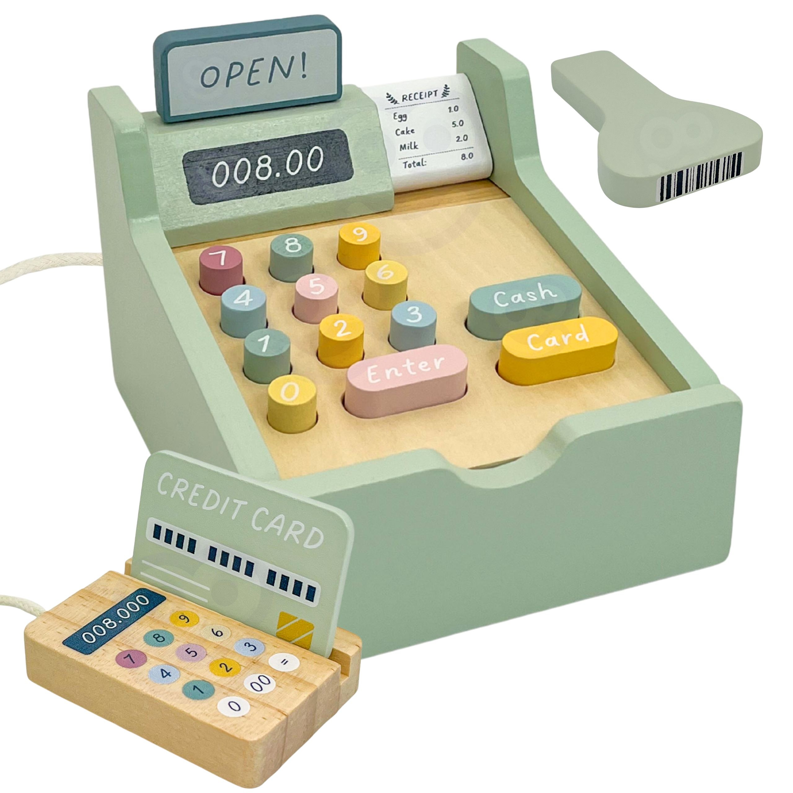 Drewniana kasa sklepowa edukacyjna z akcesoriami 23 el. fsc - 6 z 8