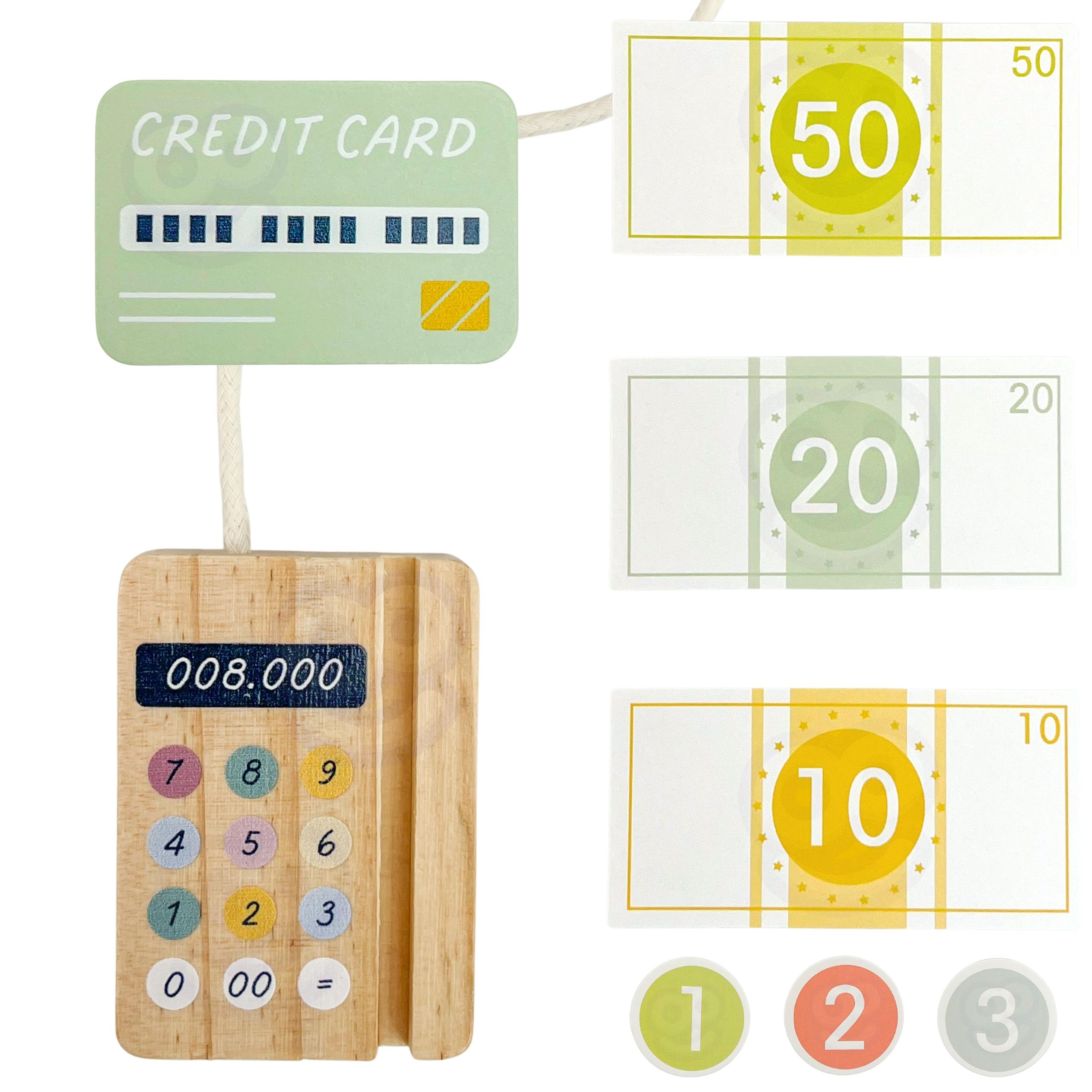 Drewniana kasa sklepowa edukacyjna z akcesoriami 23 el. fsc - 7 z 8