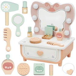 TOOKY TOY Drewniana Toaletka Akcesoria Lustro + Kosmetyki
