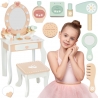TOOKY TOY Drewniana Toaletka z Krzesełkiem Akcesoria Lustro z Oświetleniem LED + Kosmetyki