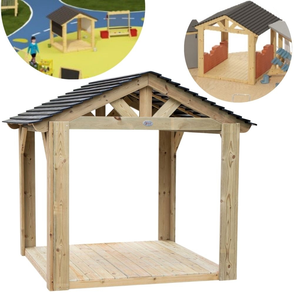 Duży drewniany domek altana plac zabaw