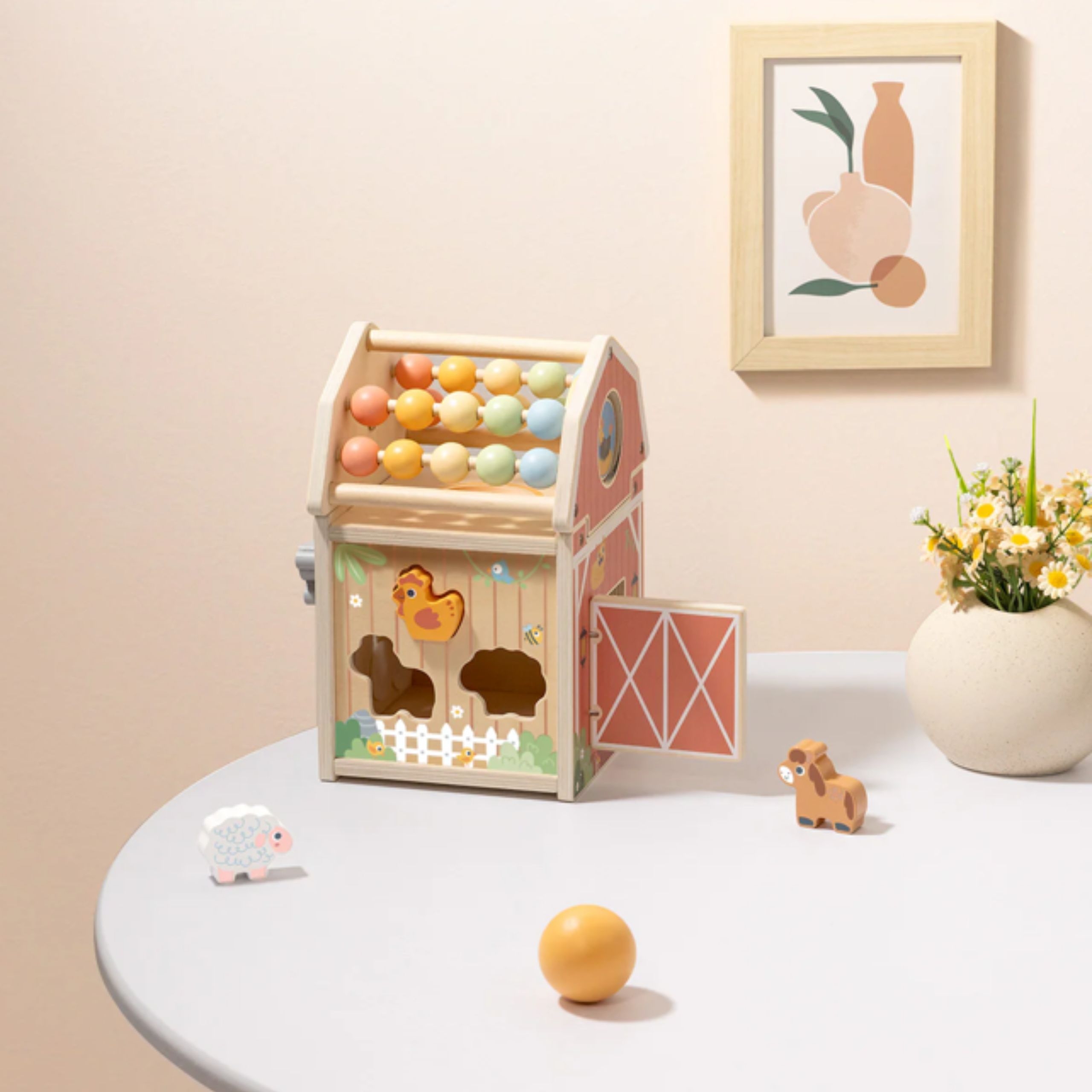 Drewniana stodoła aktywności sorter liczydło montessori - 2 z 7