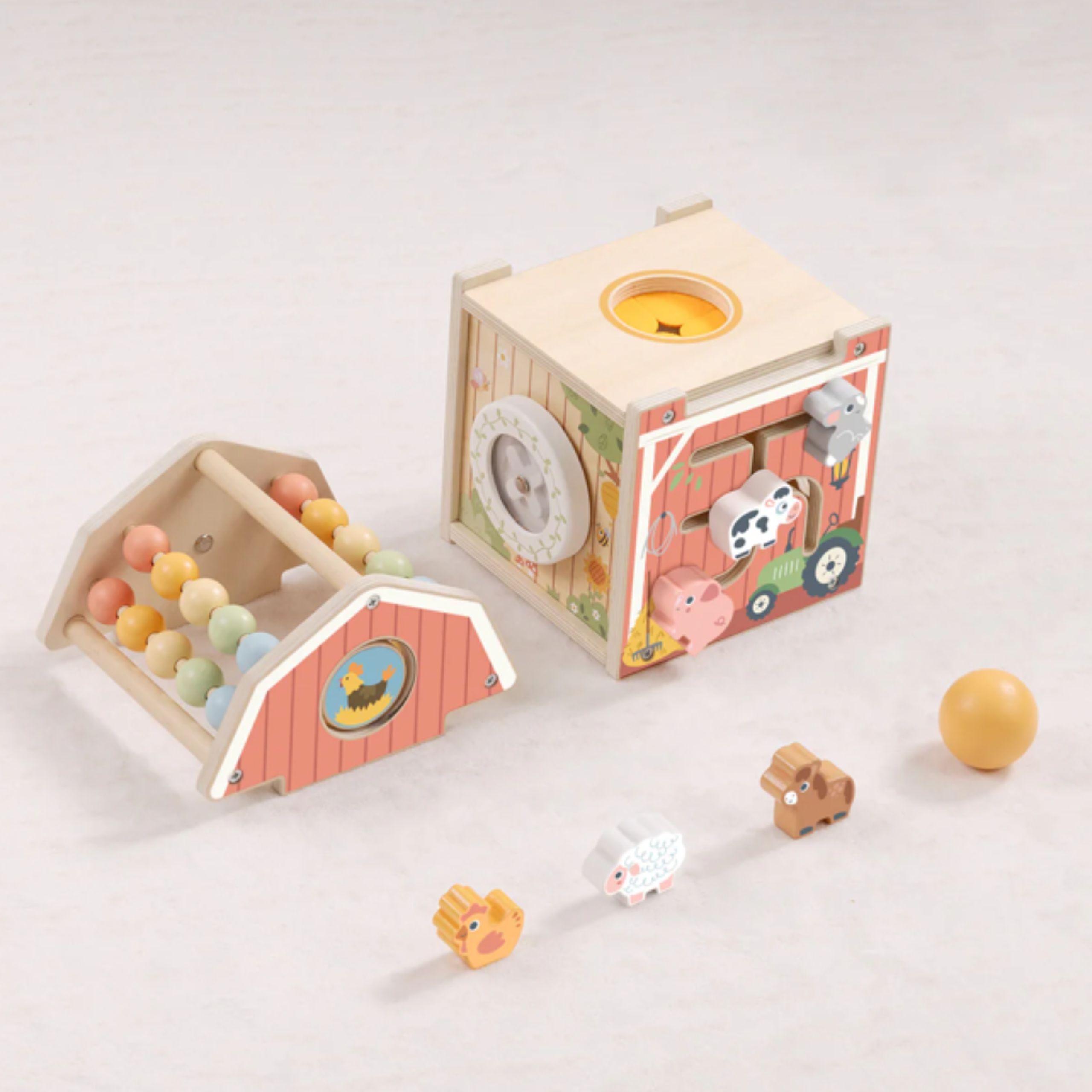 Drewniana stodoła aktywności sorter liczydło montessori - 4 z 7