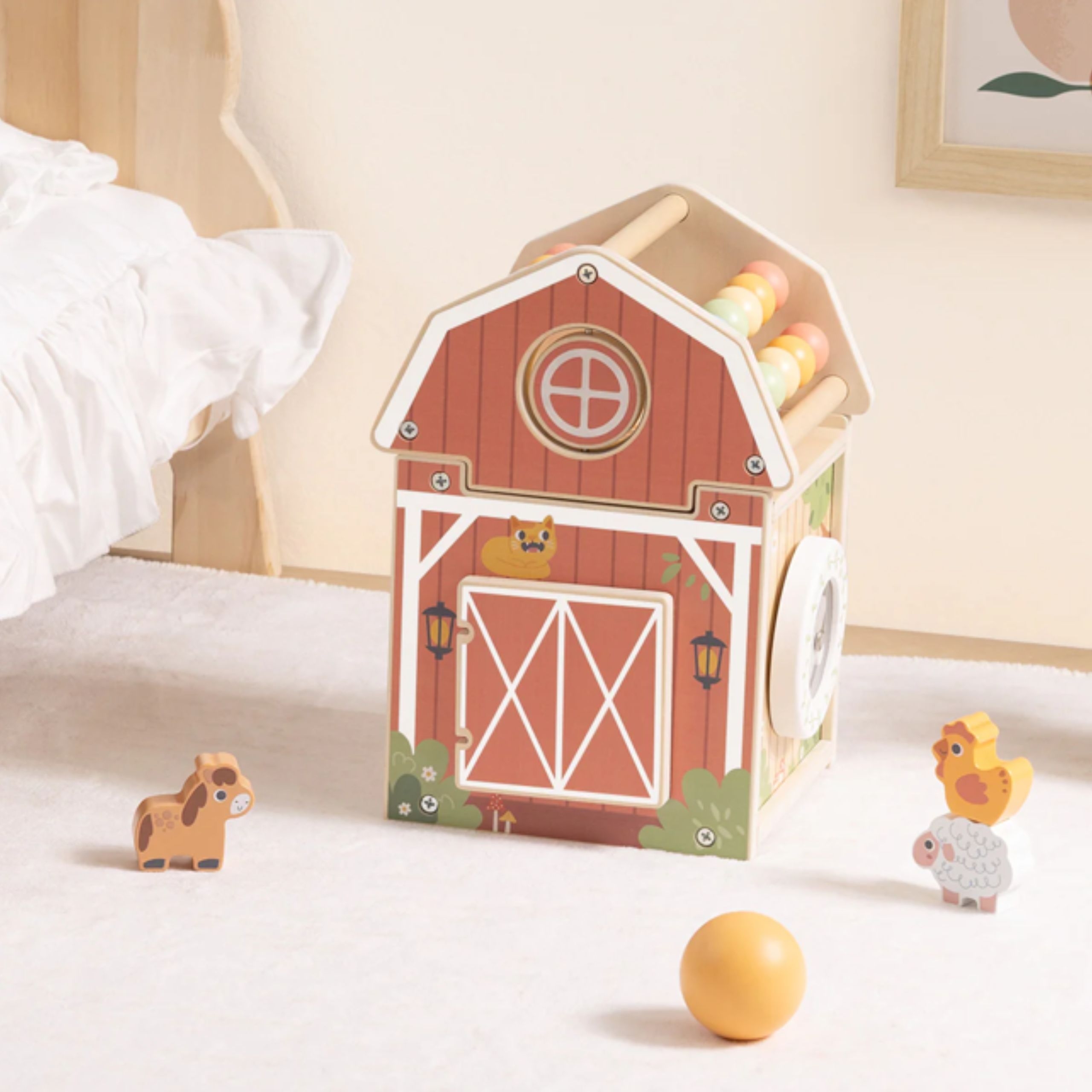 Drewniana stodoła aktywności sorter liczydło montessori - 6 z 7